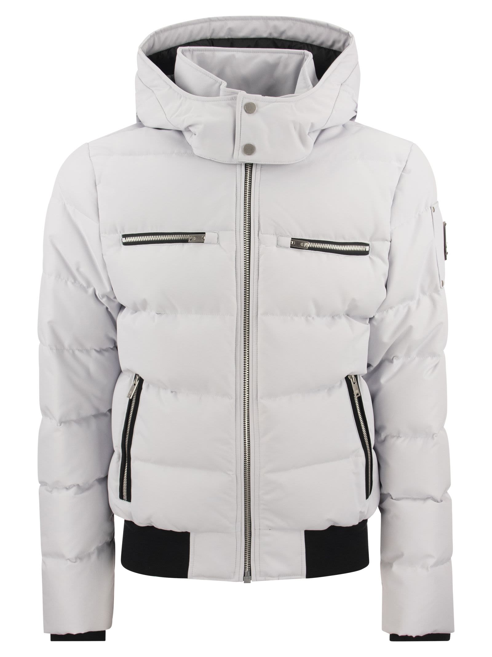 Moose Knuckles White Cloud Bomber Hooded Quilted Jacket In Nimbuscloud