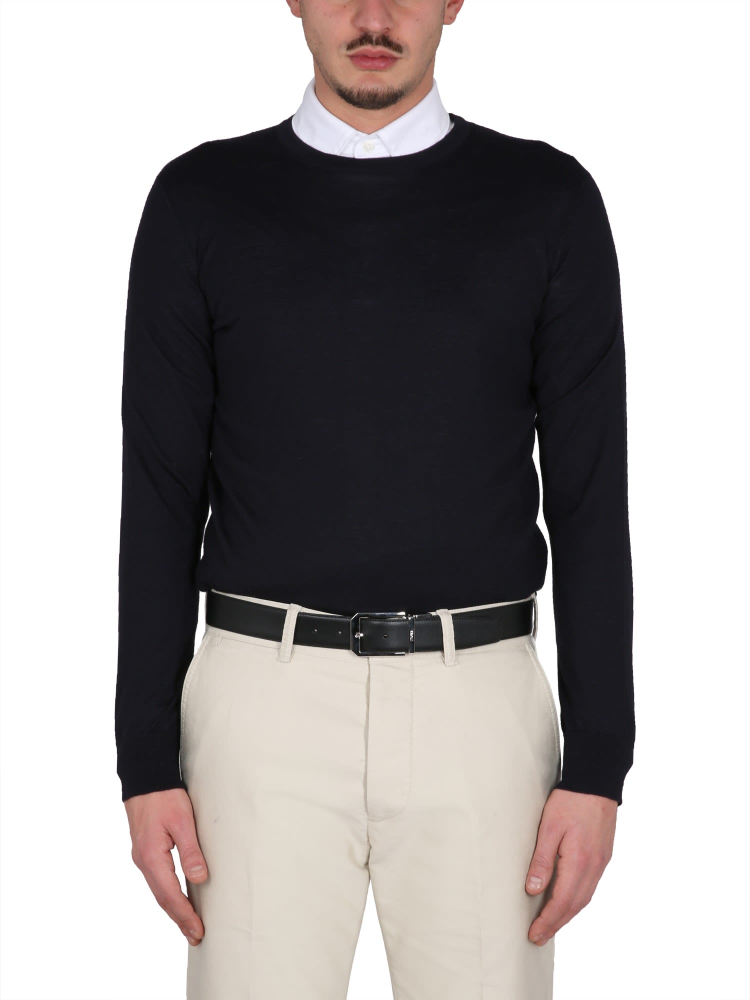 Zegna Cashmere And Silk Sweater In Blue