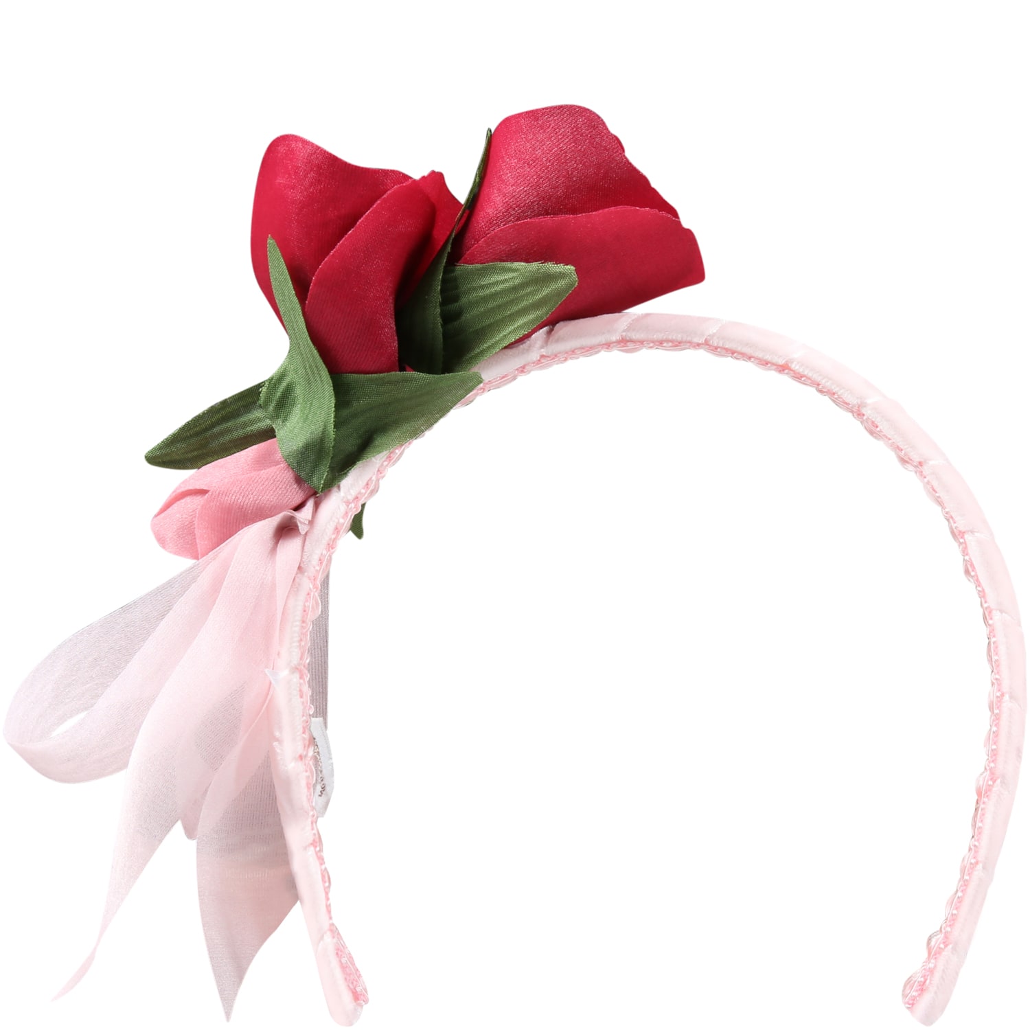 Monnalisa Pink Hairband For Girl With Roses