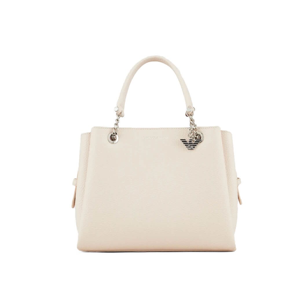 Emporio Armani Palmellato Leather-effect Handbag With Eagle Charm In White