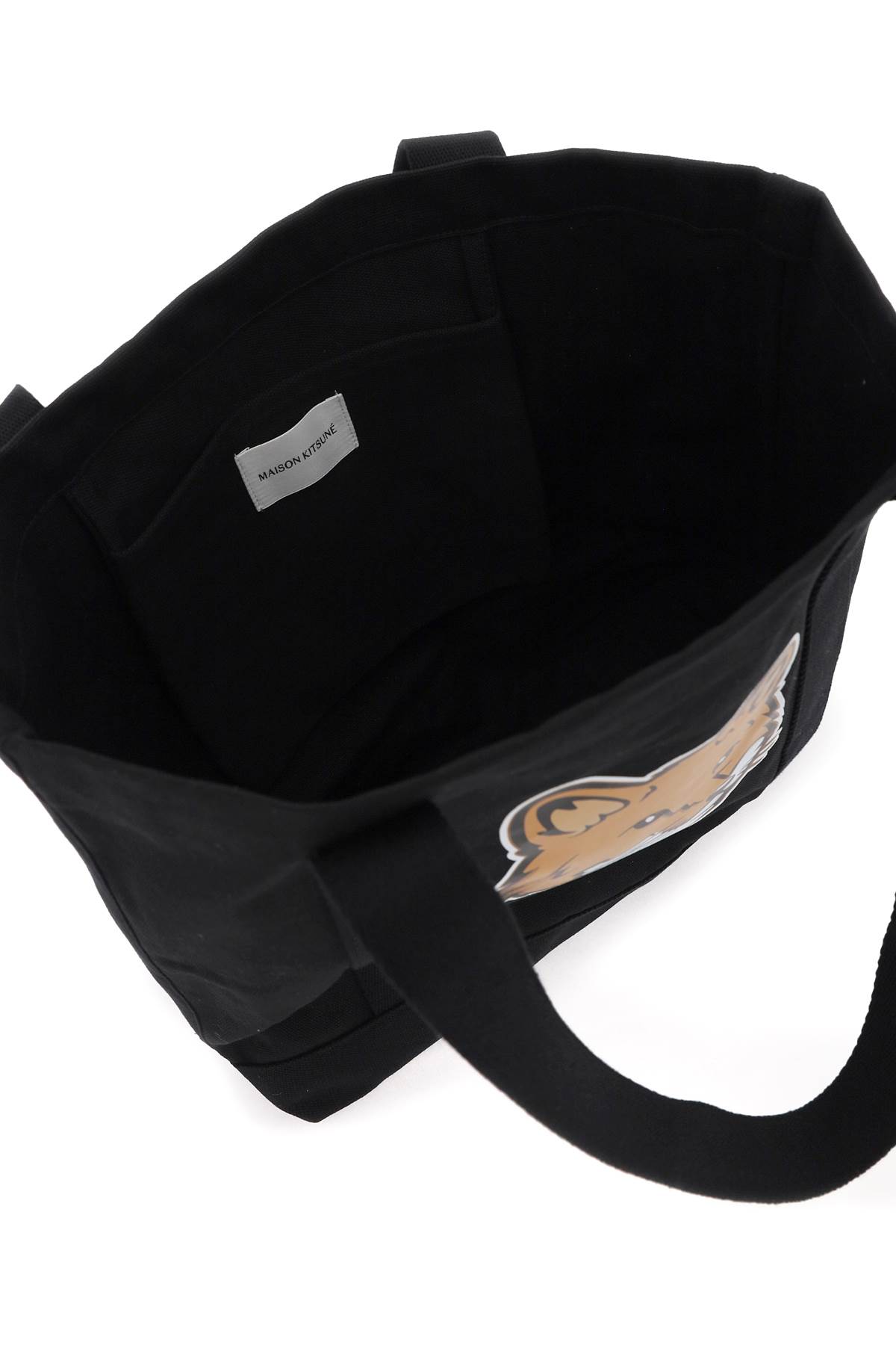 Shop Maison Kitsuné Fox Head Tote Bag In Black (black)