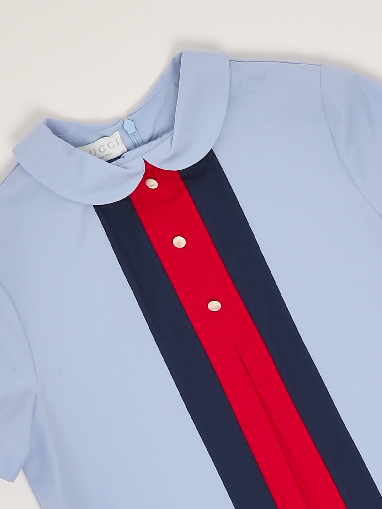 Gucci Cotton Poplin Dress In Celeste