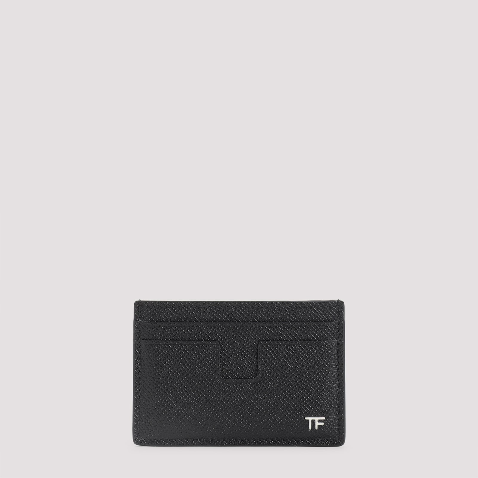 Tom Ford Black Calf Leather Card Holder In Black