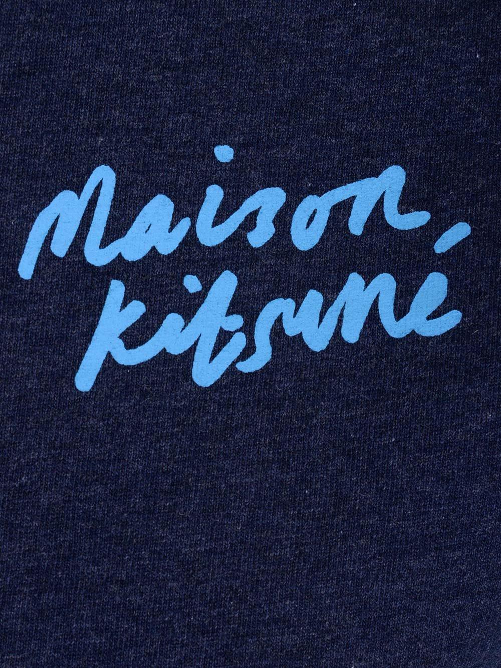 Shop Maison Kitsuné Mini Handwriting Logo Print T-shirt In Blue