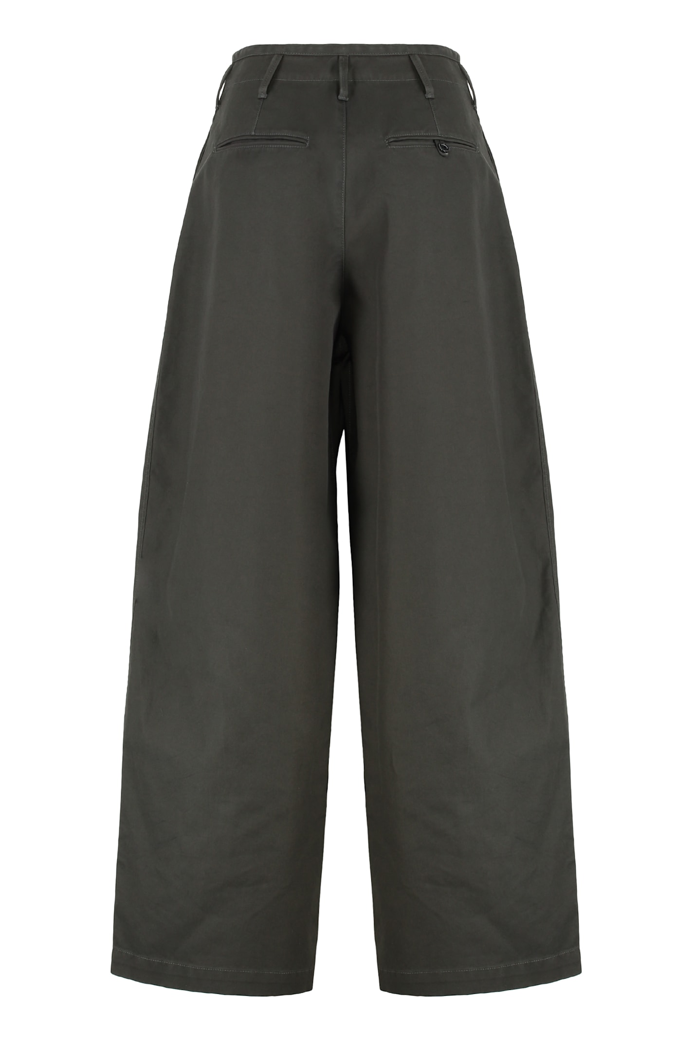 Lemaire Wide Leg Cotton Trousers In Gray