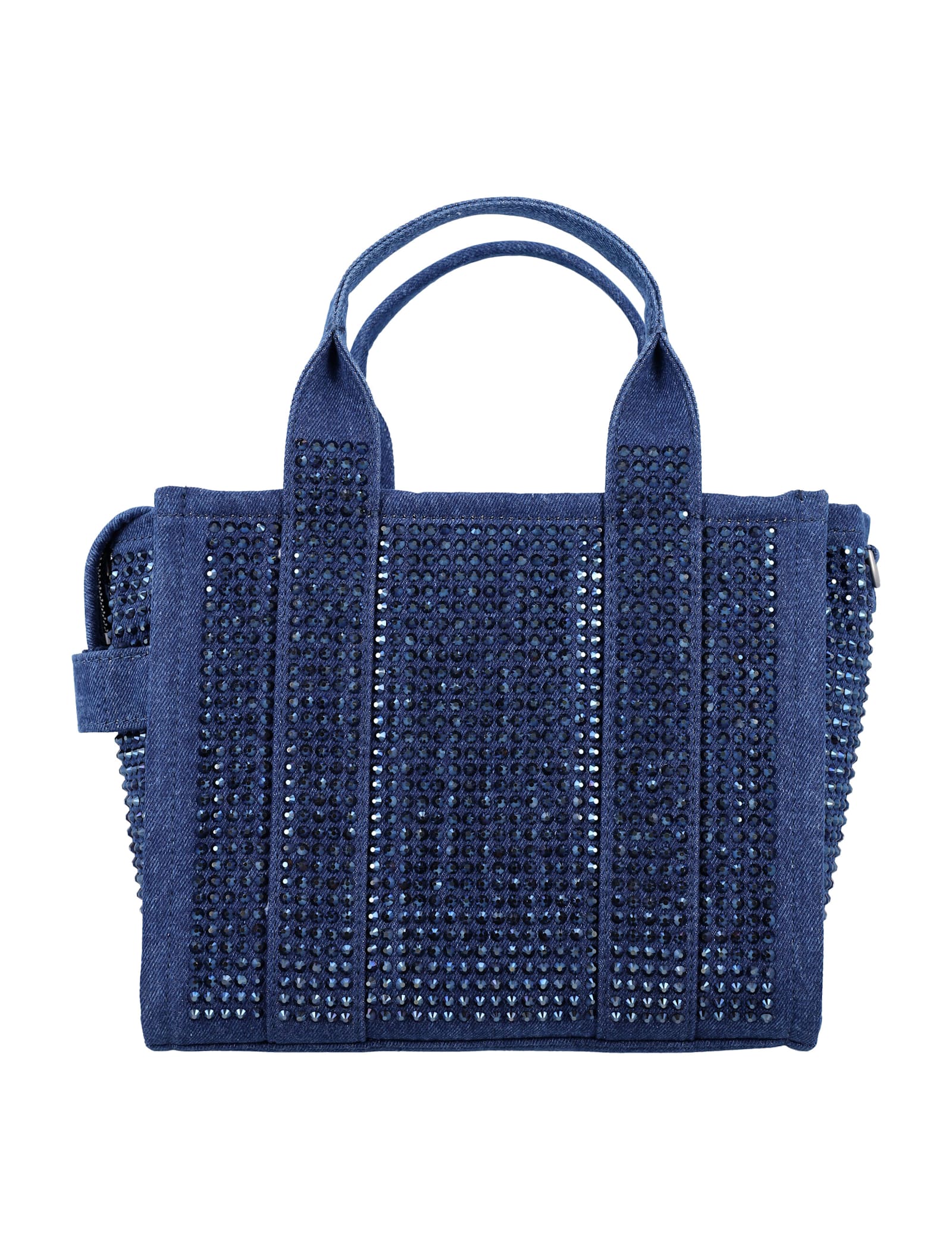 Shop Marc Jacobs The Small Tote Denim Crystal In Dark Wash Blue