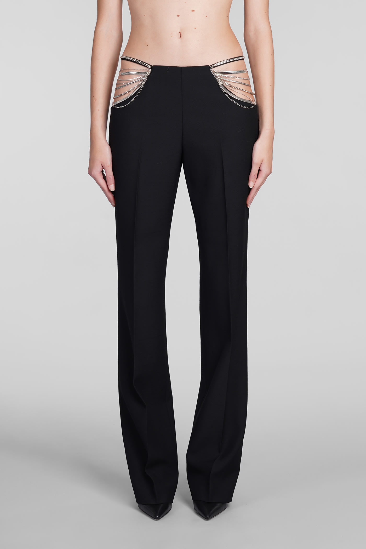 Stella Mccartney Ultra Low Rise Chain Trousers In Black