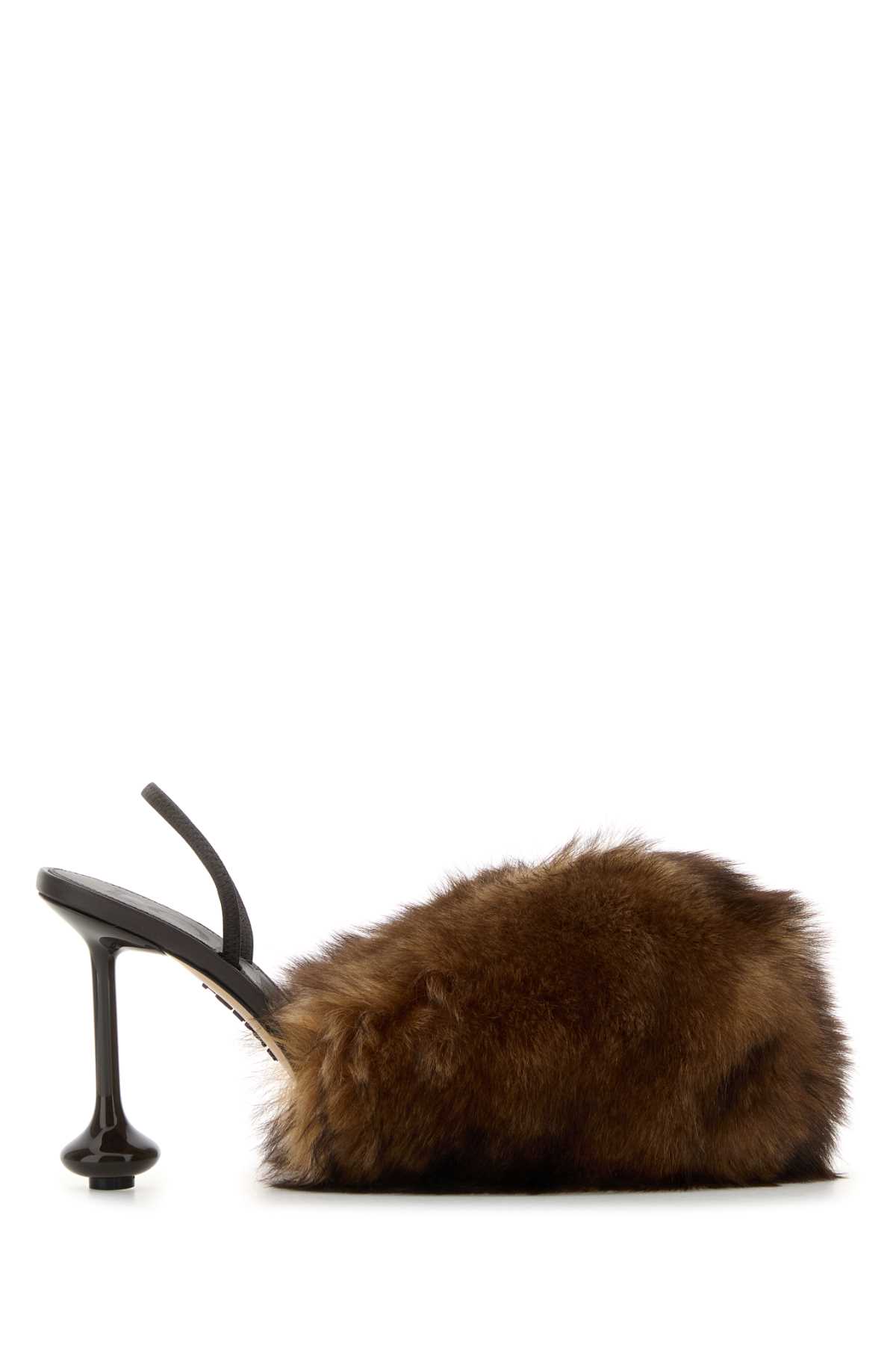 Loewe Scarpe Toy Con Tacco In Pelliccia Multicolor In Brown
