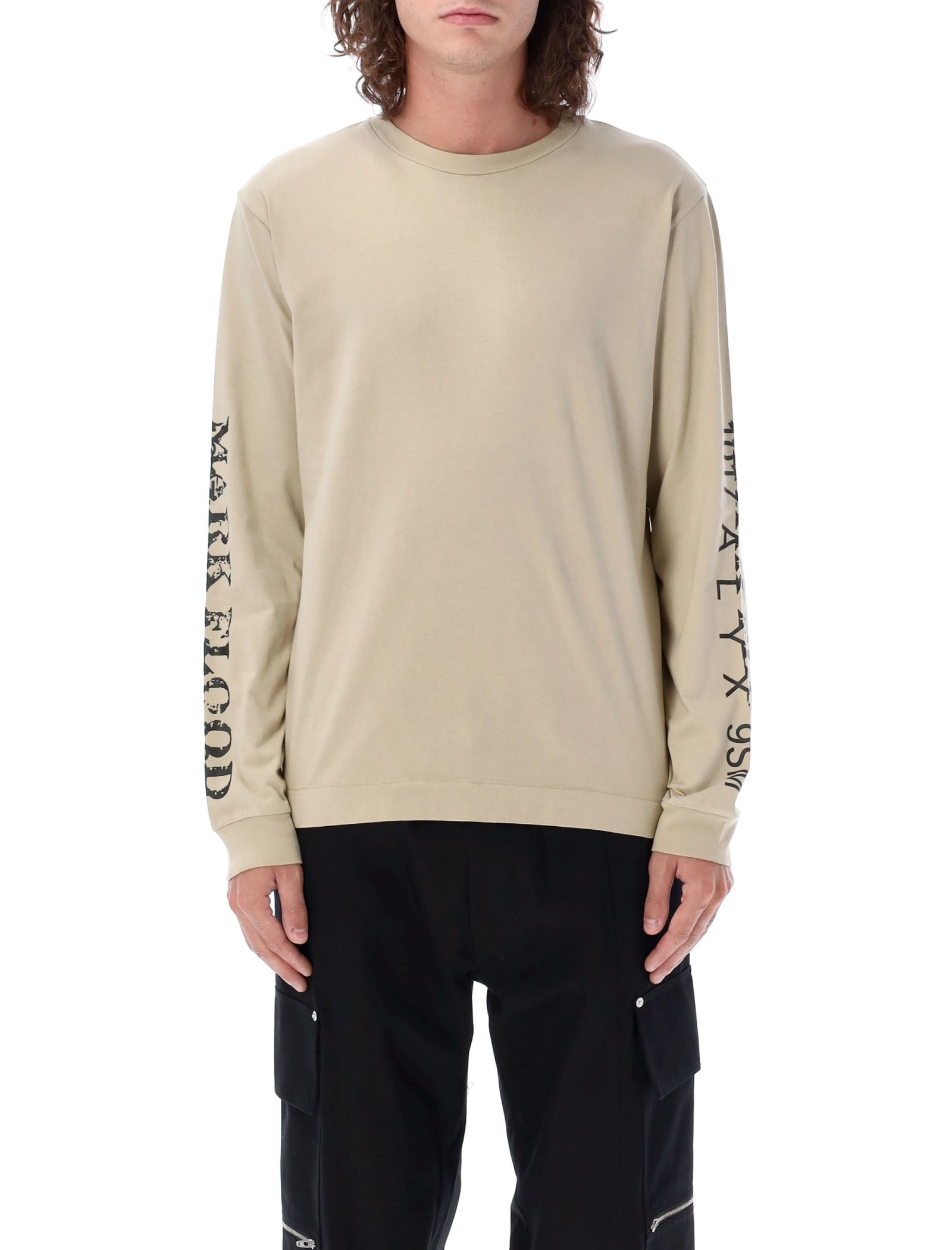 Shop Alyx Long-sleeved Graphic T-shirt In Tan