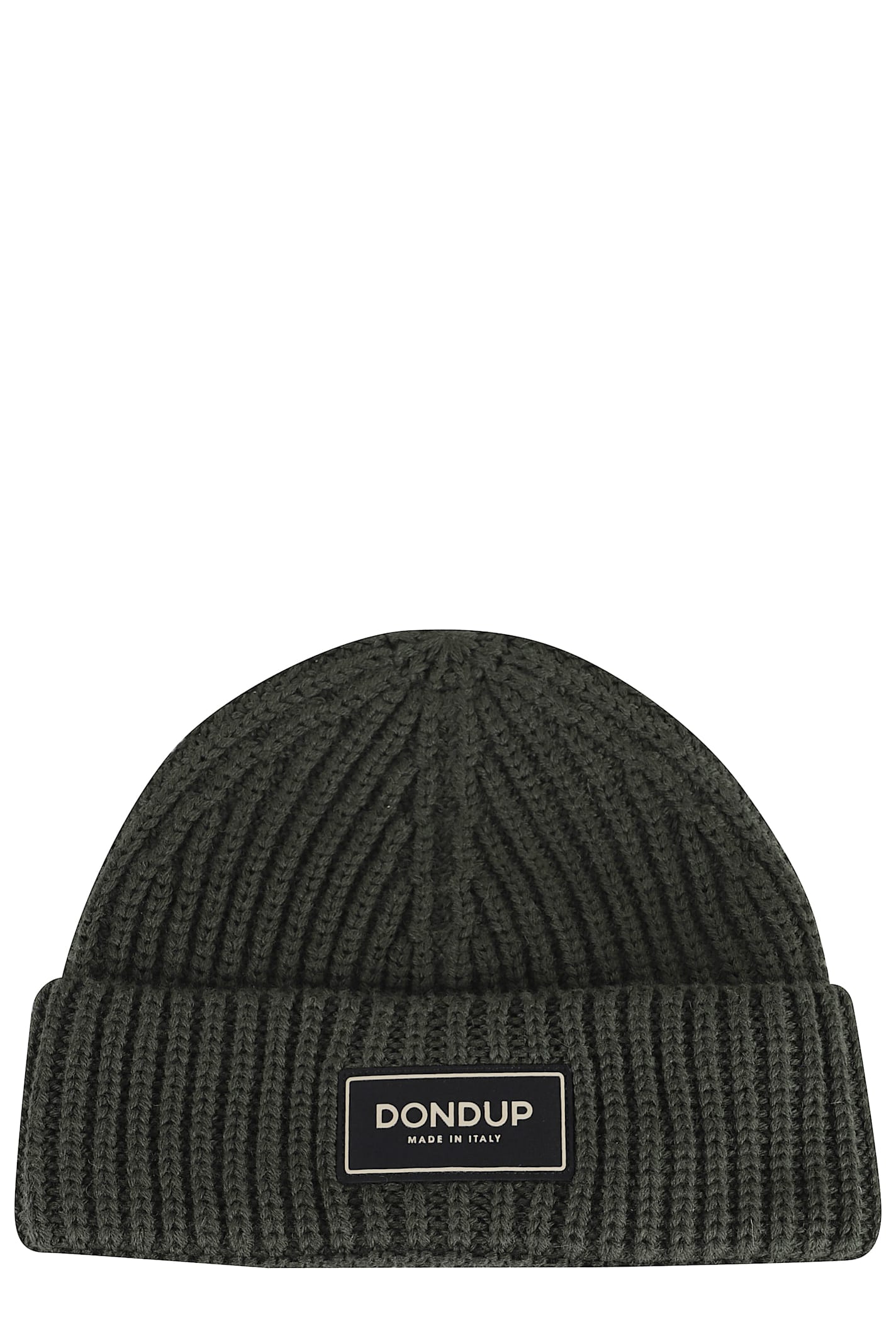 Dondup Ribbed Patch Beanie Hat In Green