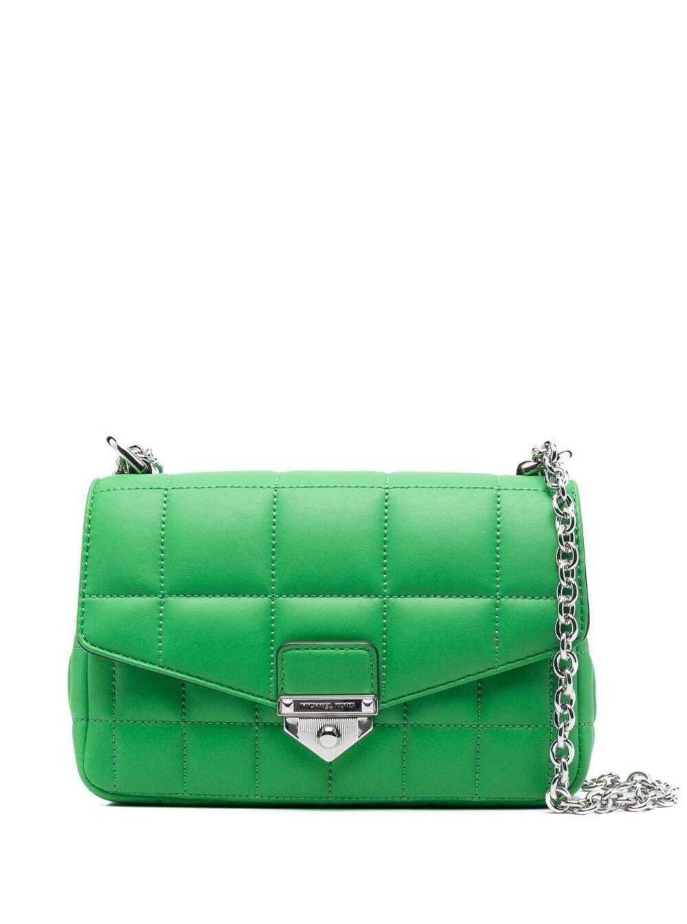 Shop Michael Michael Kors Green Soho Quilted Shoulder Bag In Leather Woman
