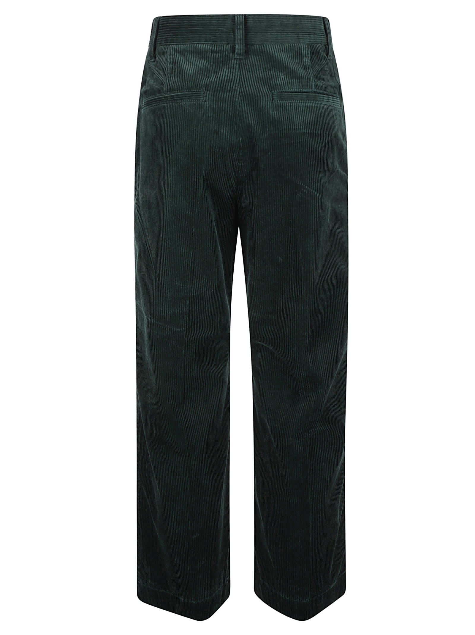 Shop Polo Ralph Lauren Ribbed Buttoned Trousers In Green