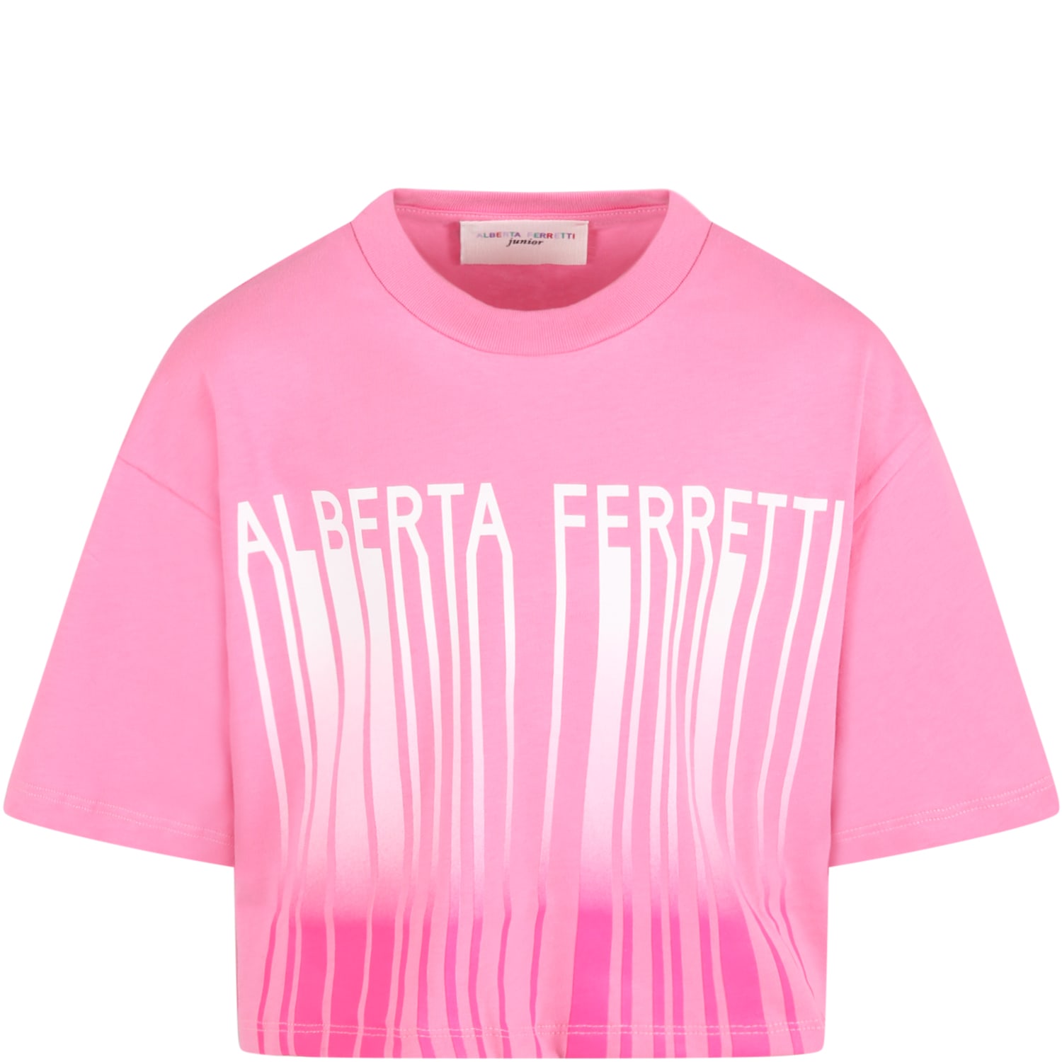 Alberta Ferretti Fuchsia T-shirt For Girl With White Logo