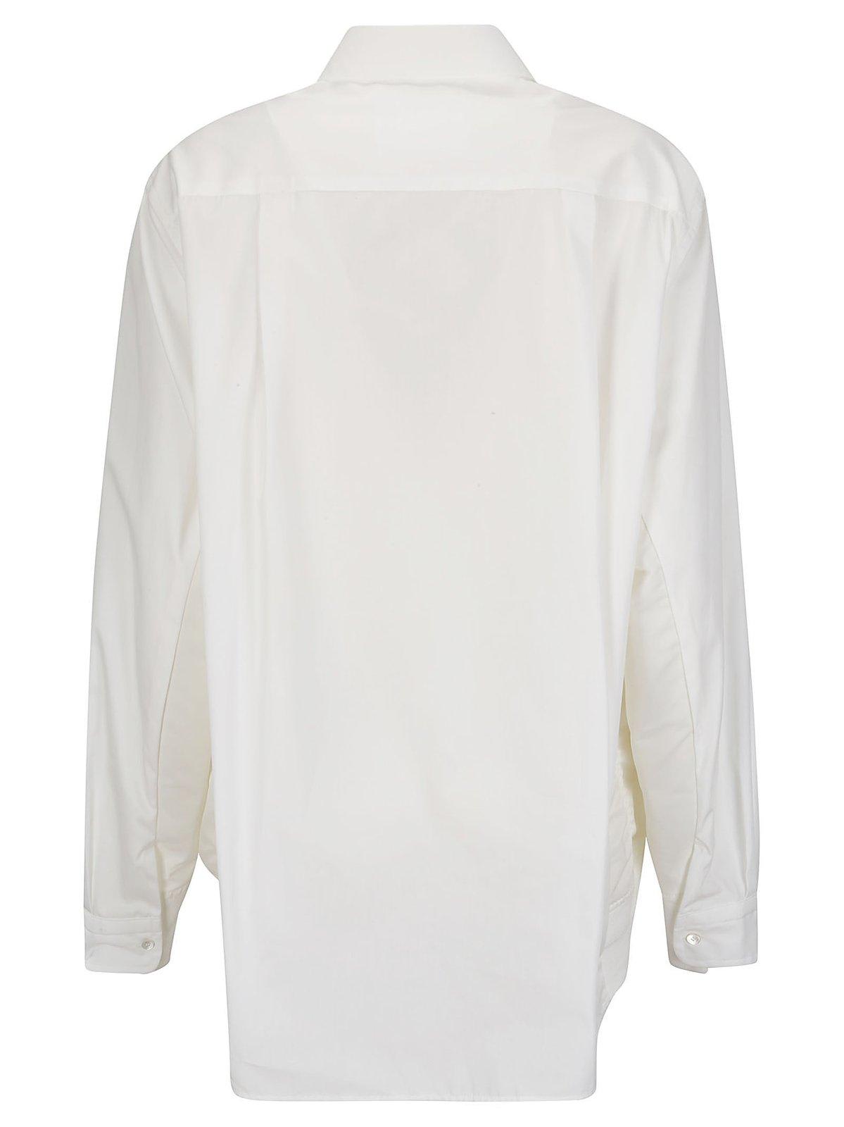 Shop Sacai Buttoned Long-sleeved Poplin Shirt In White