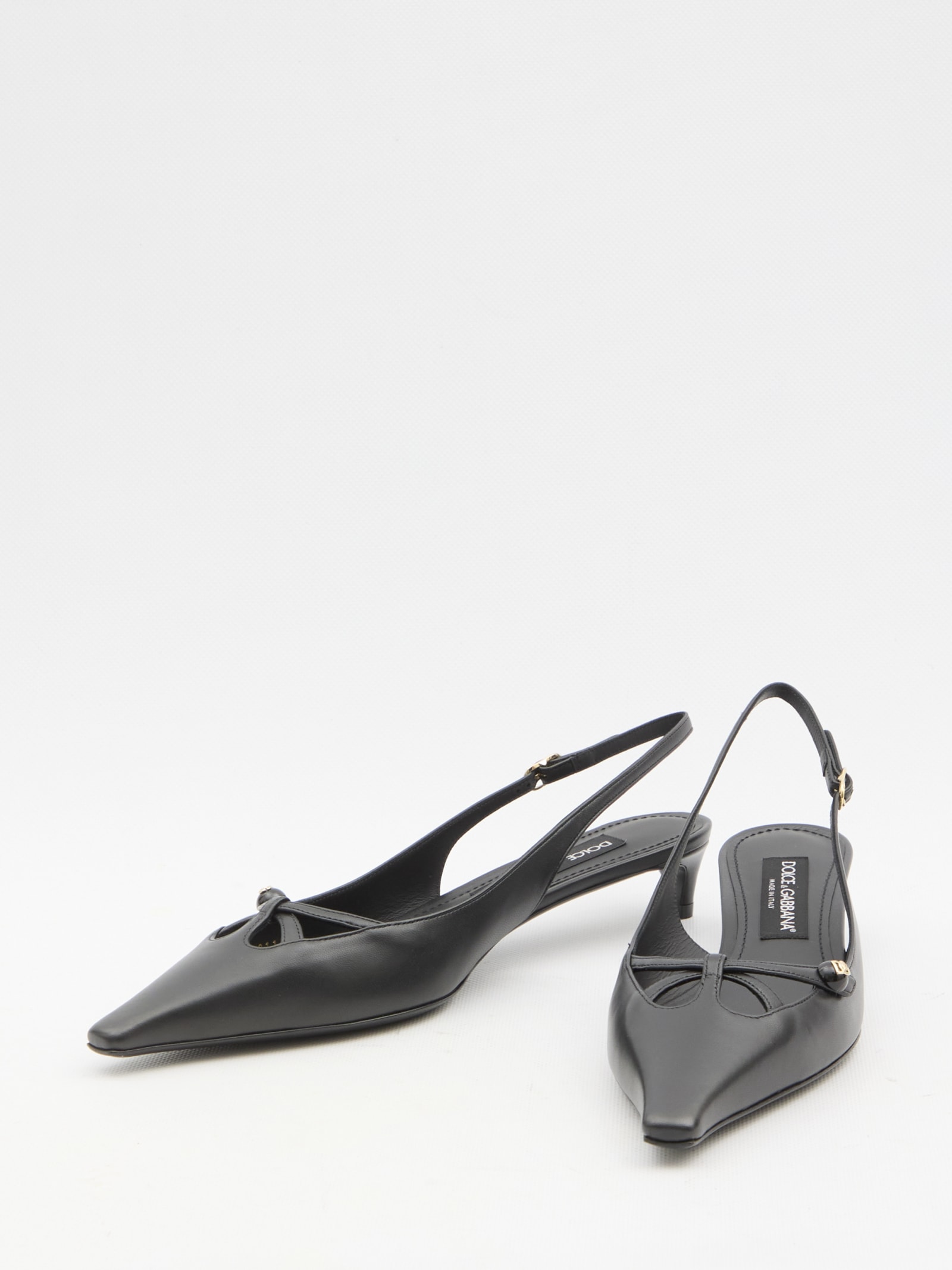 Dolce & Gabbana Nappa Leather Slingbacks In Black