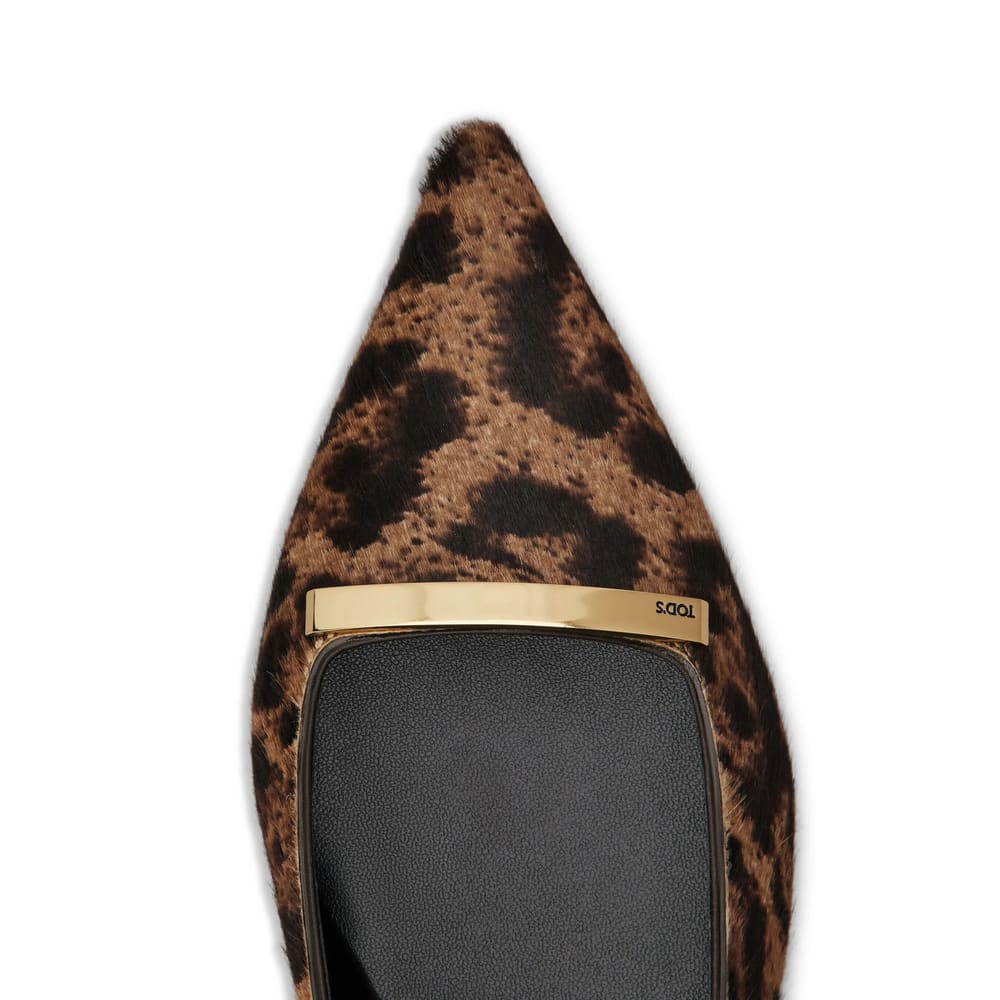 Tod's Embellished Leopard-print Calf Hair Slingback Flats In Animal Print
