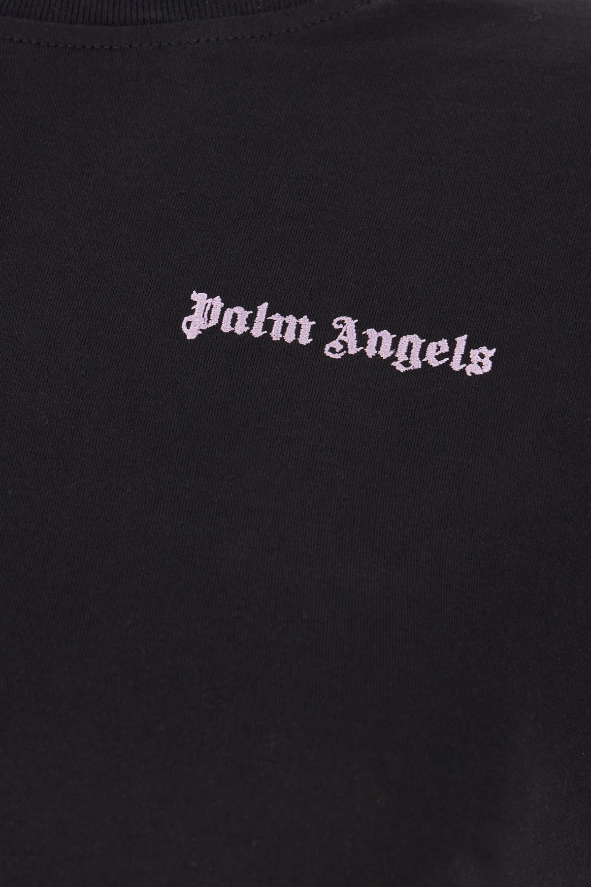 Shop Palm Angels Black Cotton T-shirt In Black Lilac