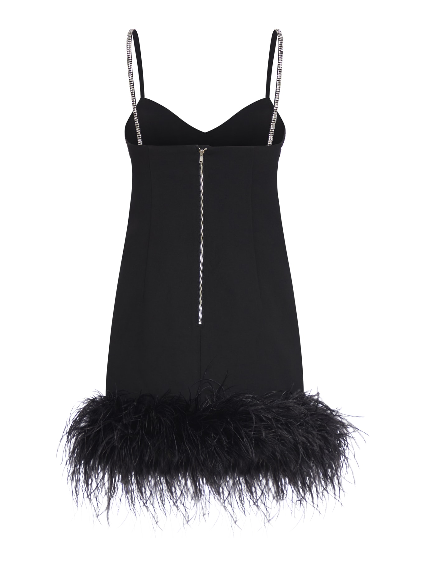 Shop Self-portrait Black Crepe Feather Mini Dress