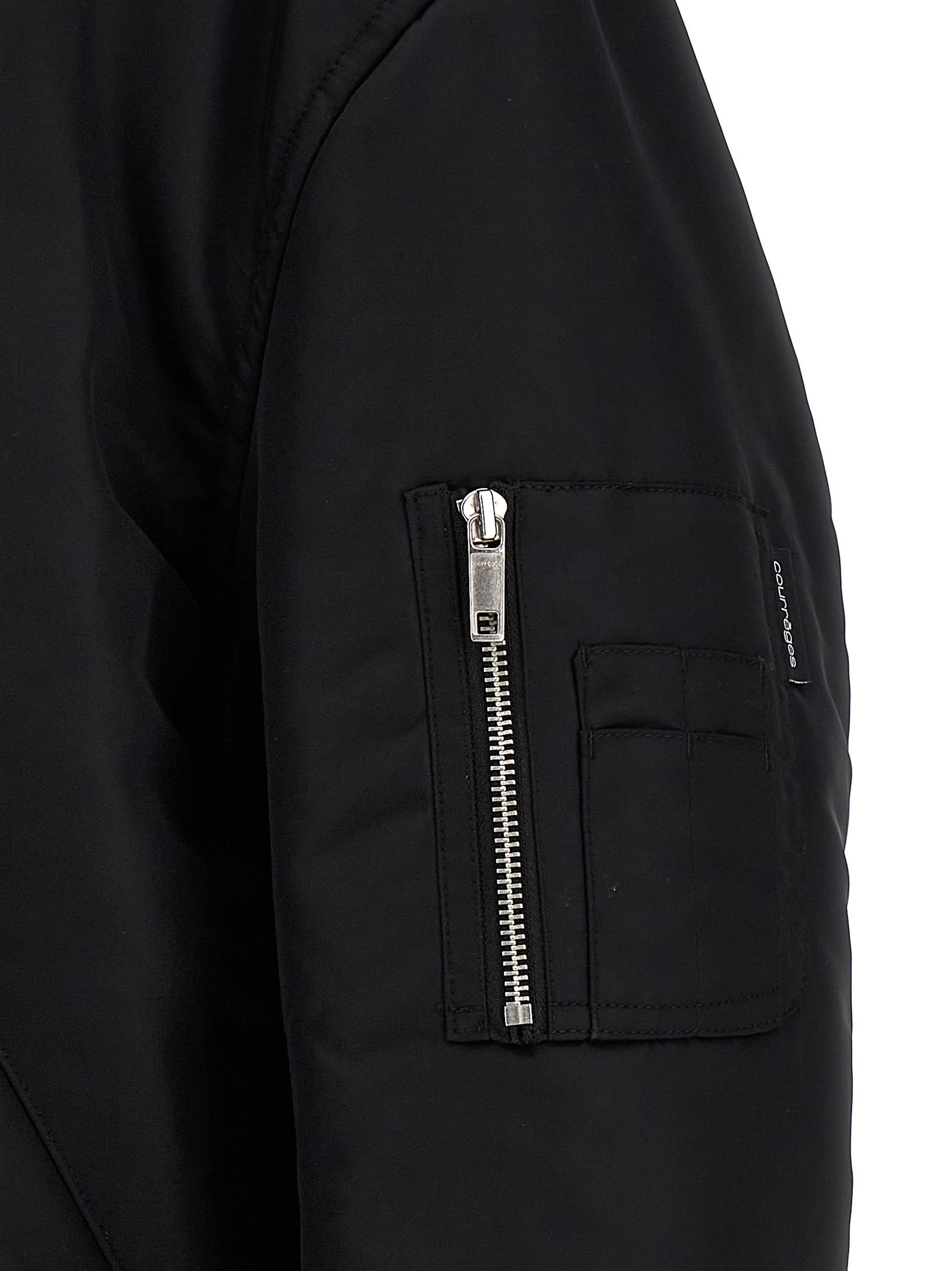 Shop Courrèges Embroidered Nylon Bomber Jacket In Black