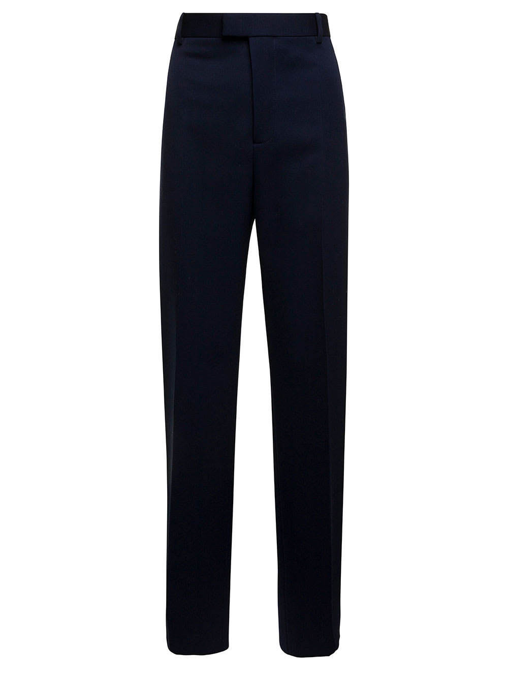 Shop Bottega Veneta Blue Tailored Pants In Wool Woman