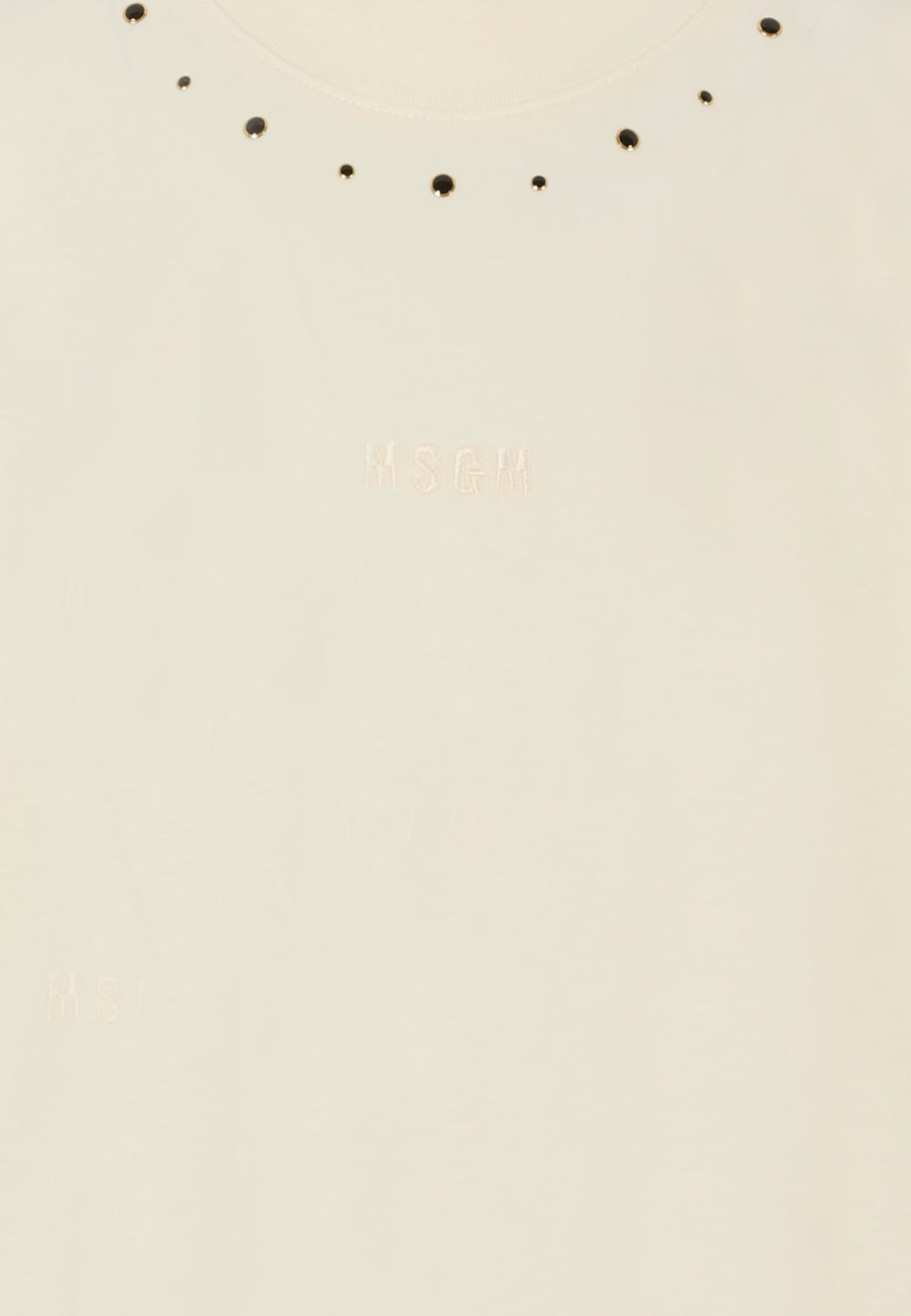 Msgm Ivory T-shirt For Girl With Logo In White