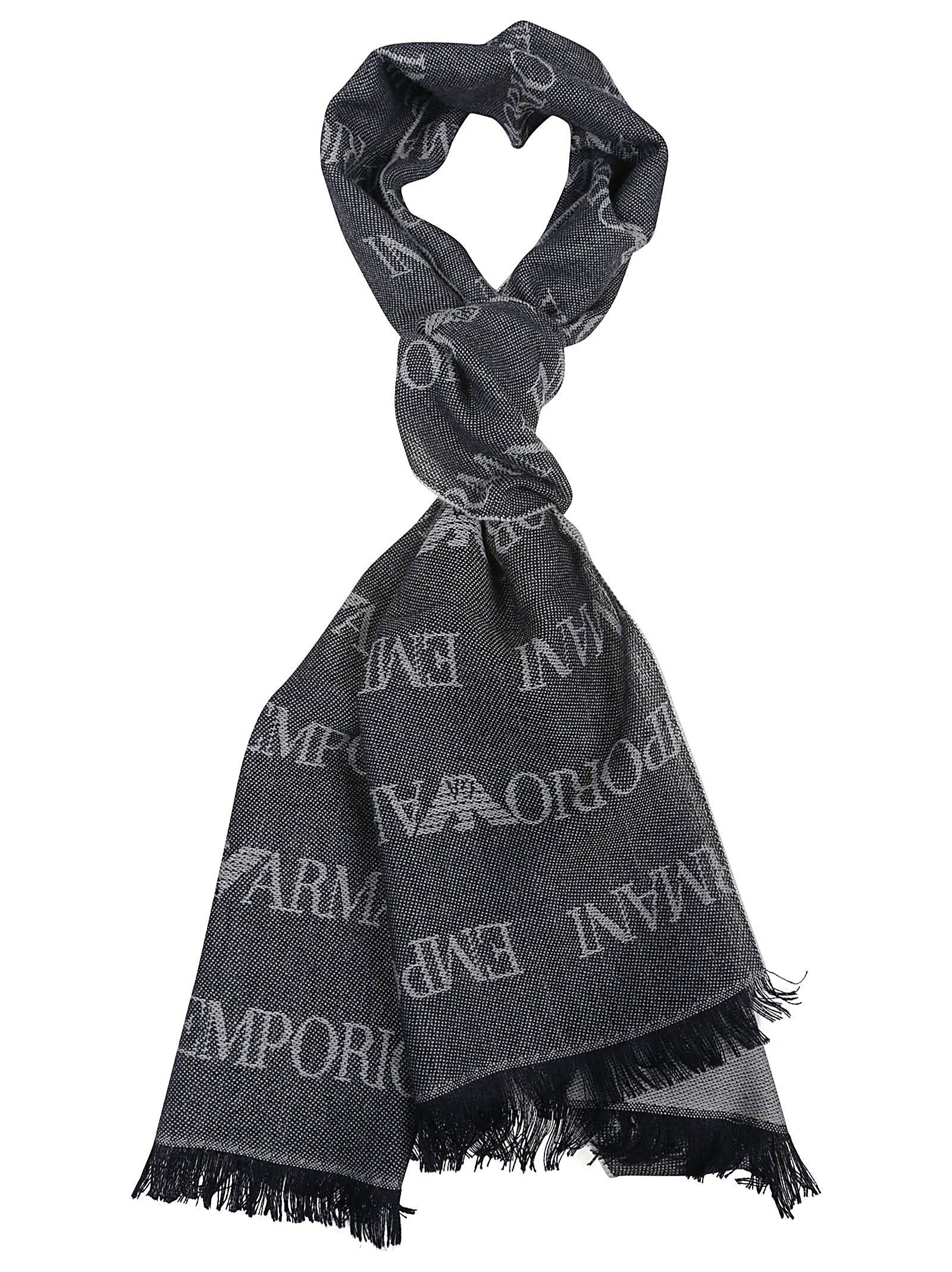 Shop Emporio Armani Logo Scarf In Blu Scuro