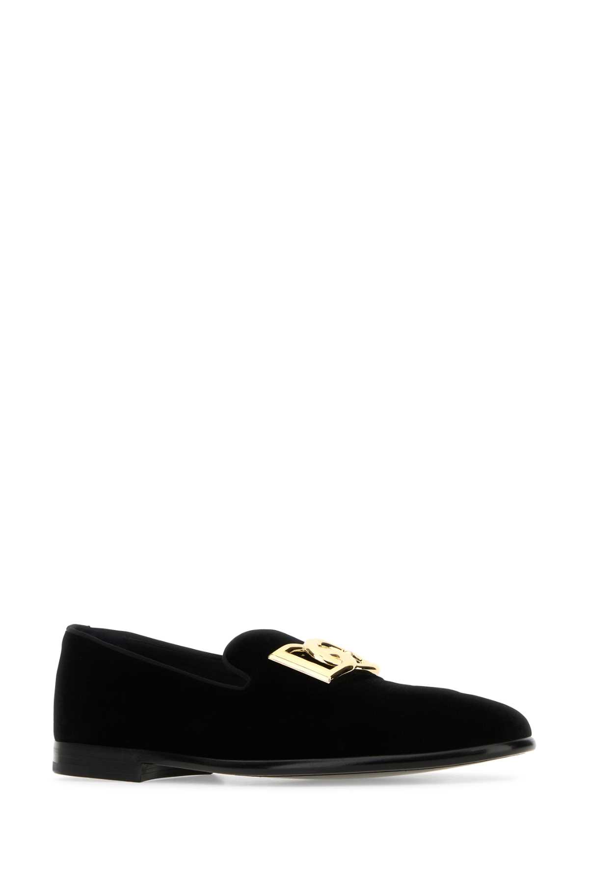 Shop Dolce & Gabbana Black Velvet Loafers In Nero