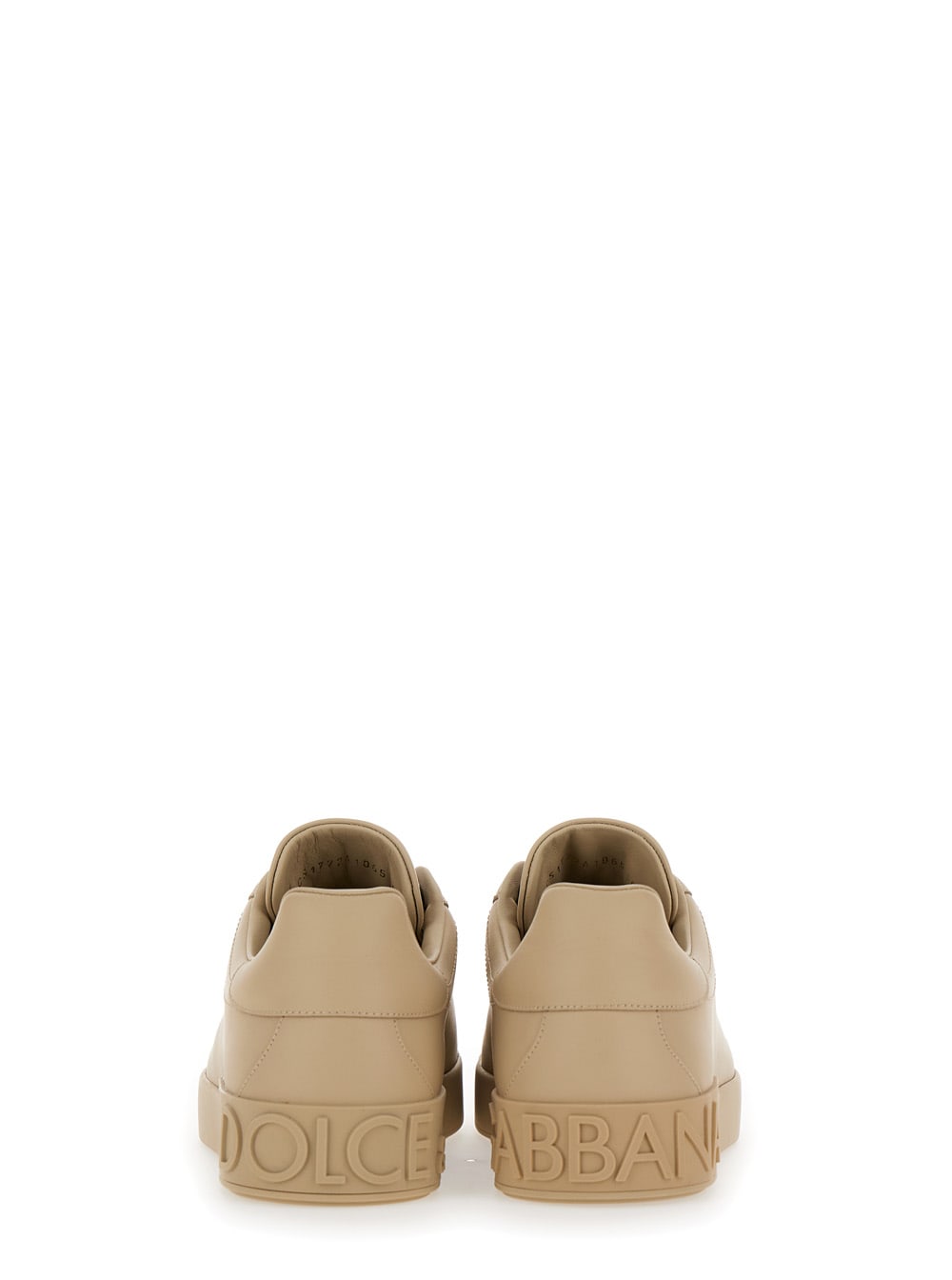 Shop Dolce & Gabbana Portofino New Beige Low-top Sneakers With Contrasting Logo In Leather Man