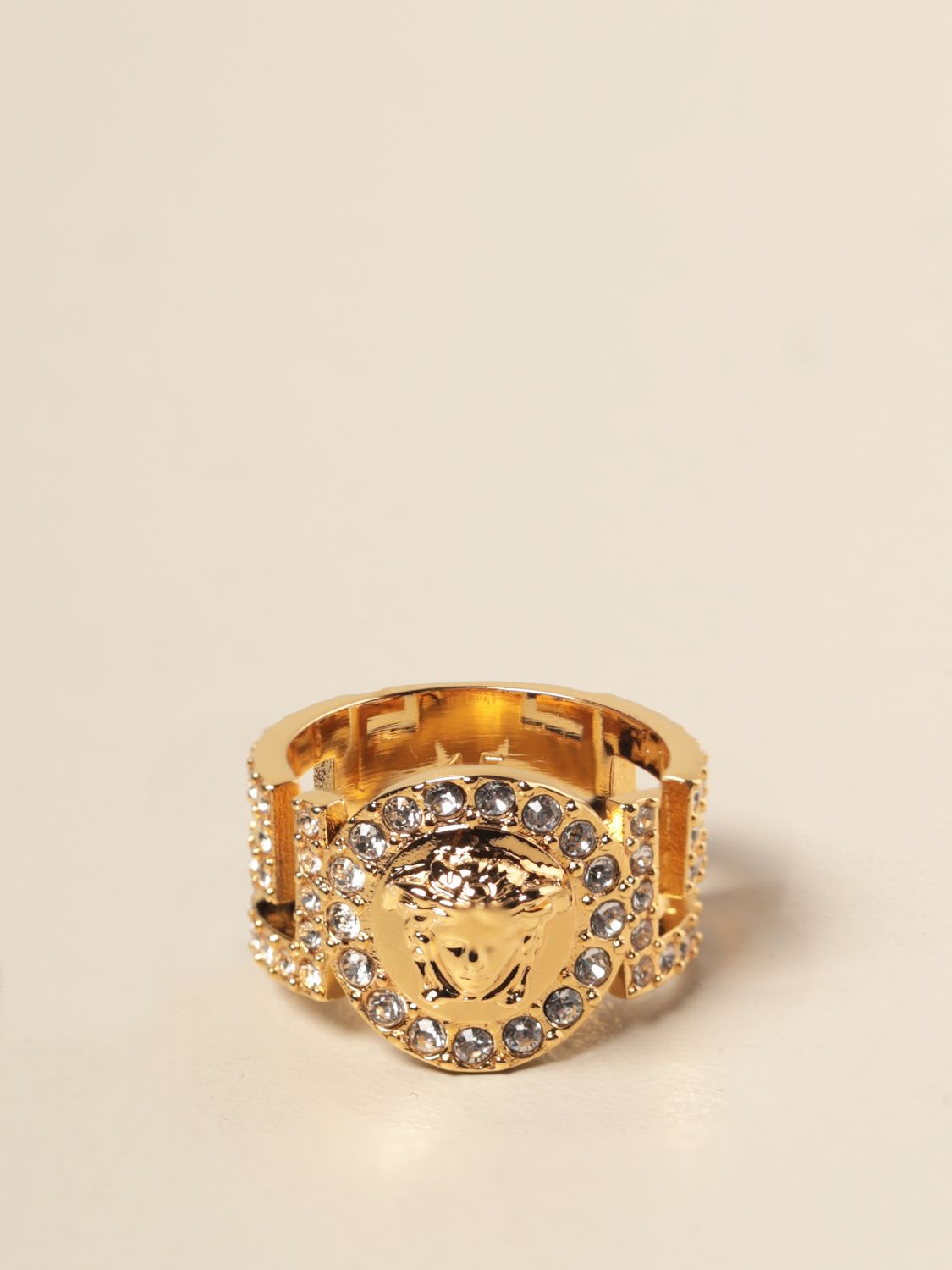 VERSACE RING WITH MEDUSA HEAD AND CRYSTALS,DG5E011 DJMX D01O