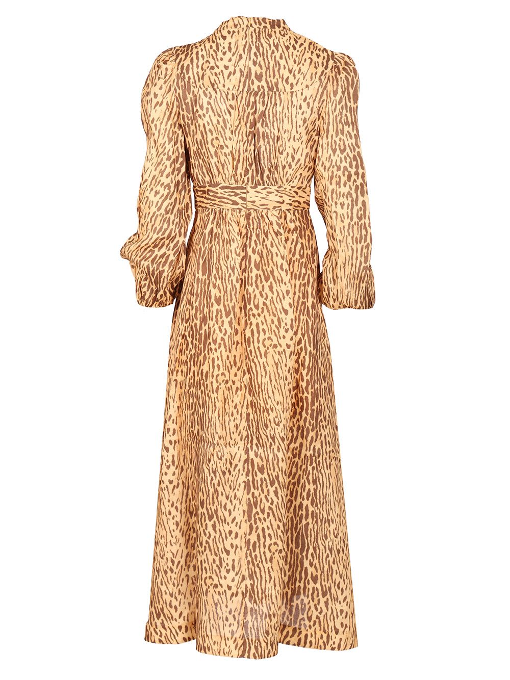 Zimmermann Leopard Print Midi Dress In Gold
