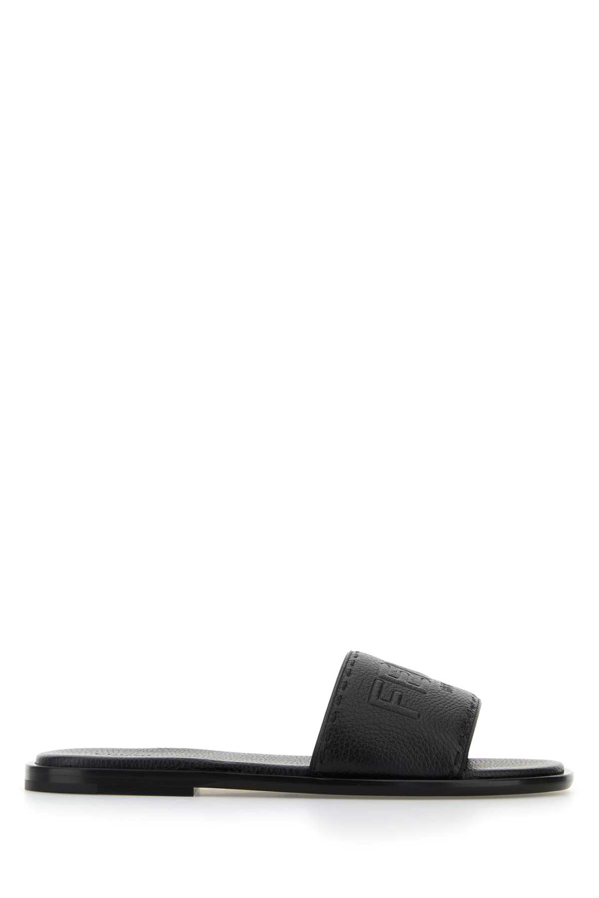 Black Leather Slippers