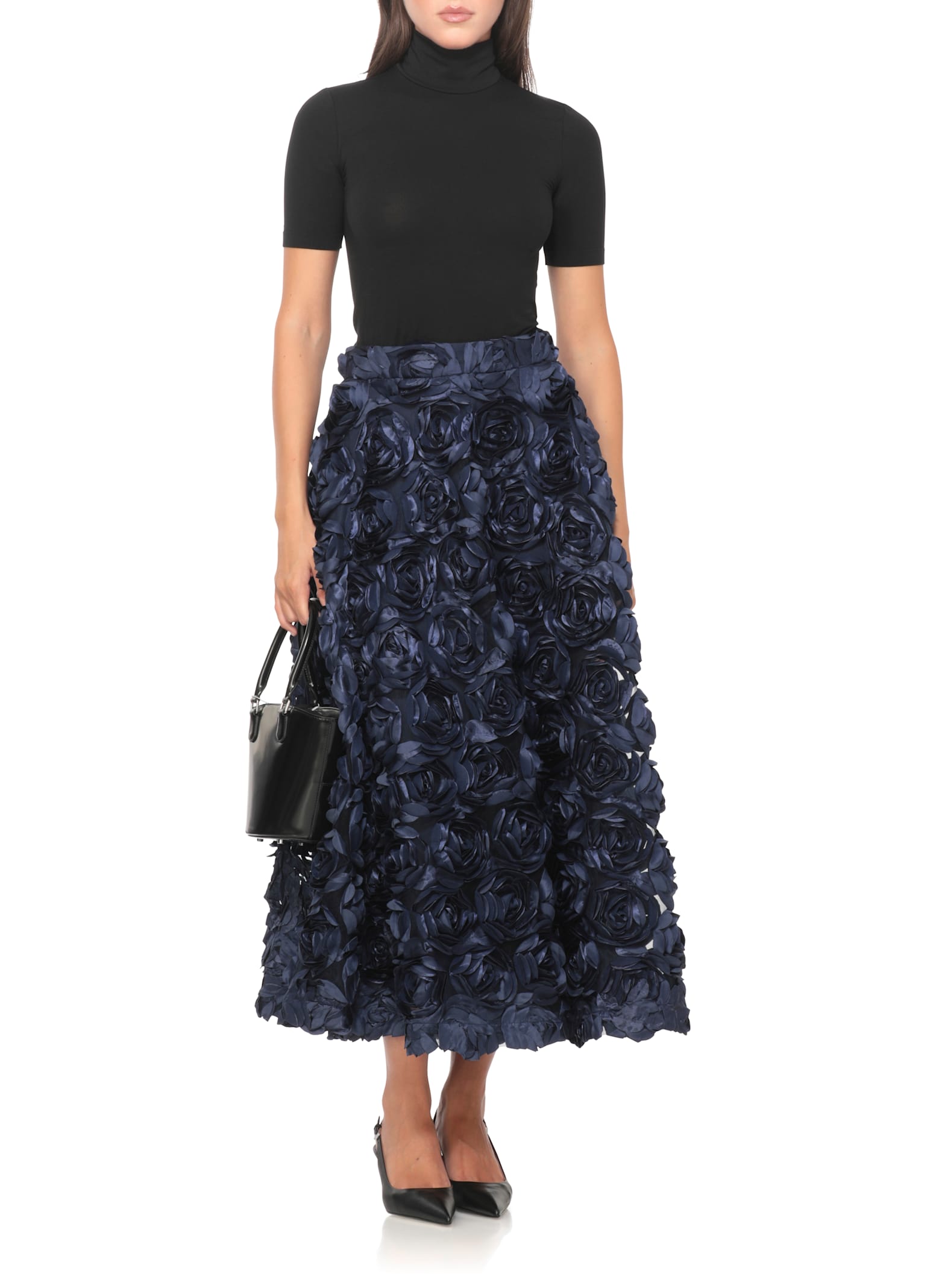 Rotate Birger Christensen Skirt With Roses In Blue
