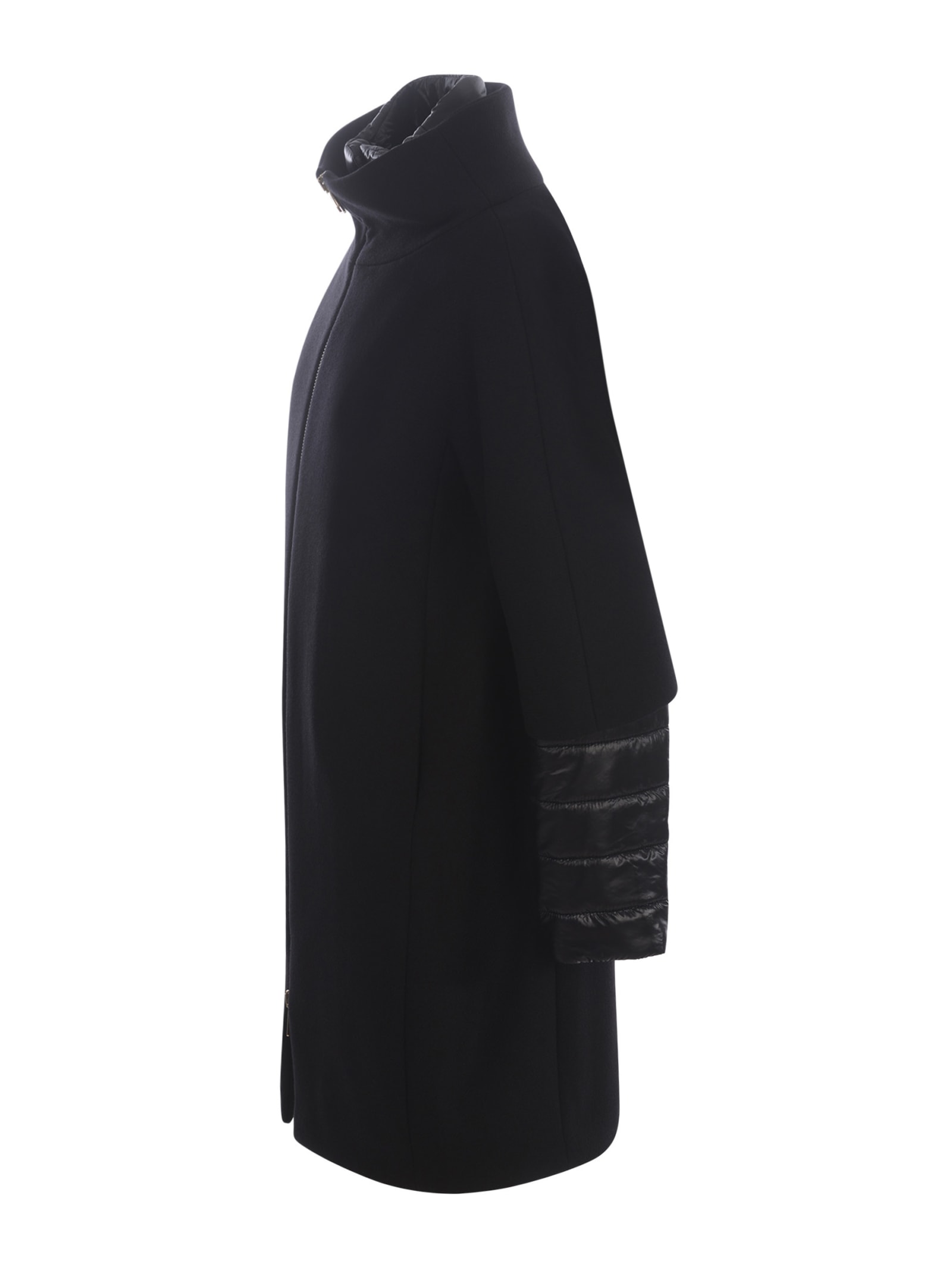 Shop Herno Coat  Made Of Wool And Nylon Twill In Black