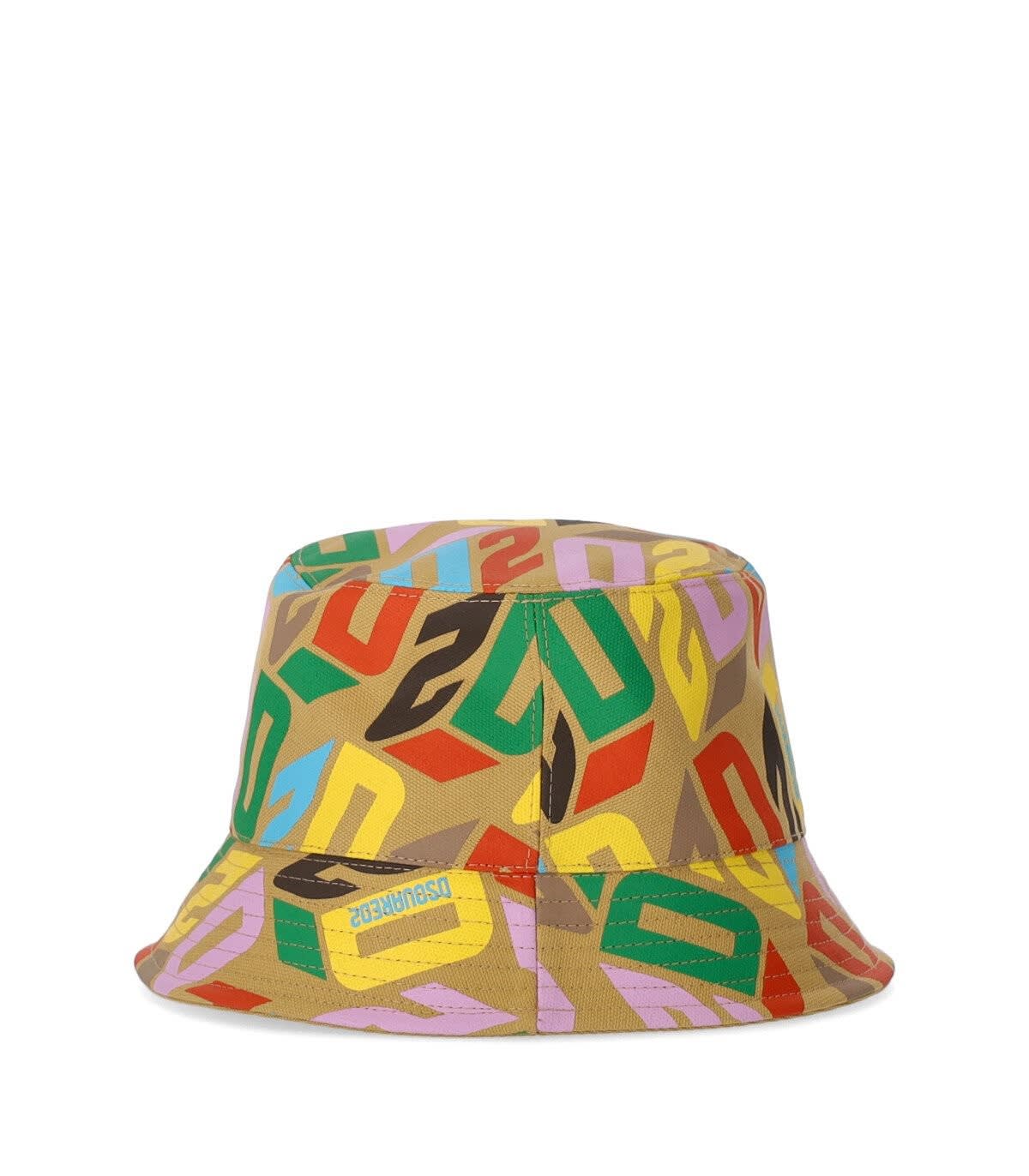 Shop Dsquared2 Logo Printed Wide Brim Bucket Hat In Multicolor