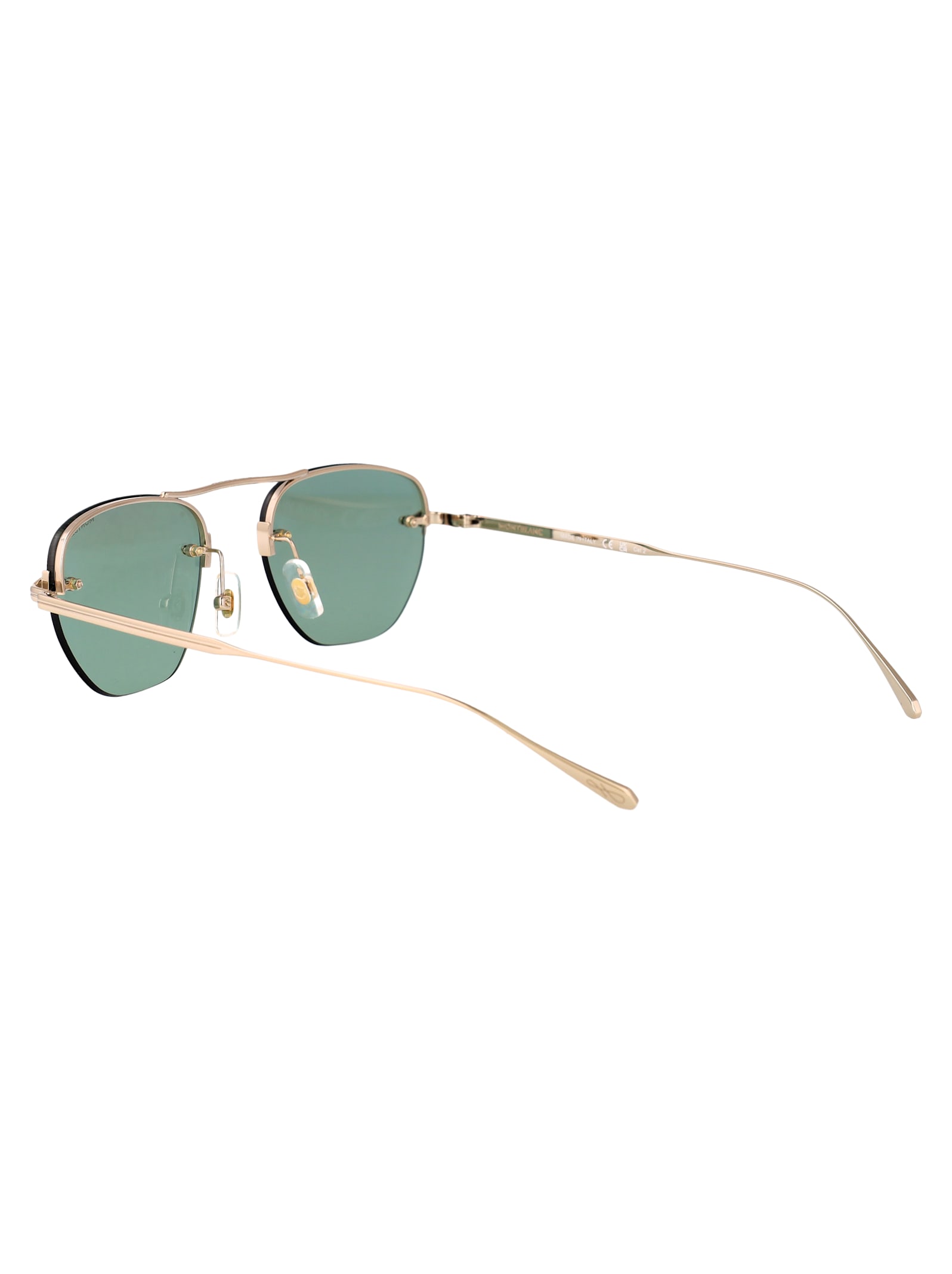 Montblanc Gold-gold-green Metal Sunglasses In Multi