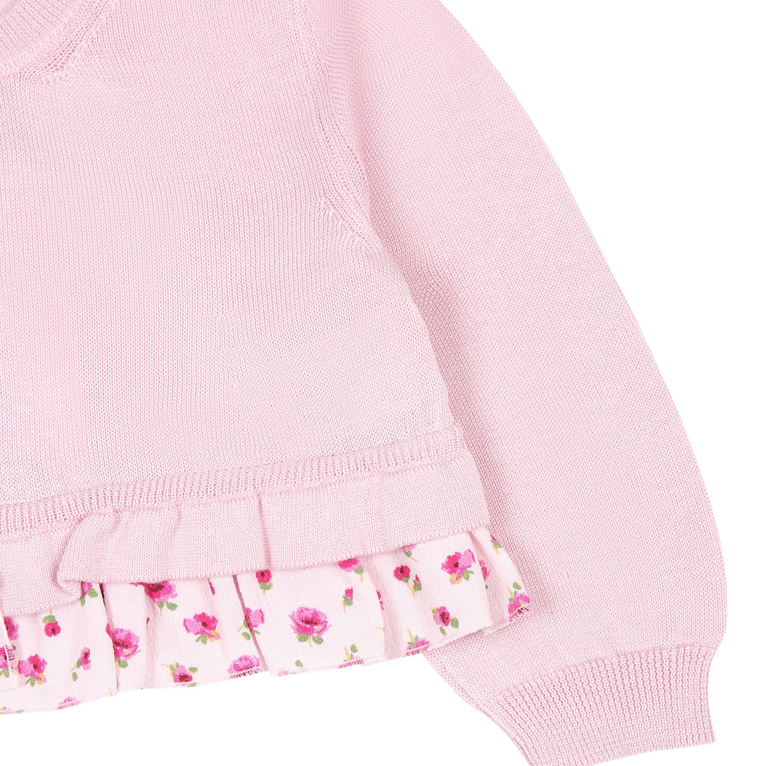 Shop Simonetta Pink Cardigan For Baby Girl With Flowers Print