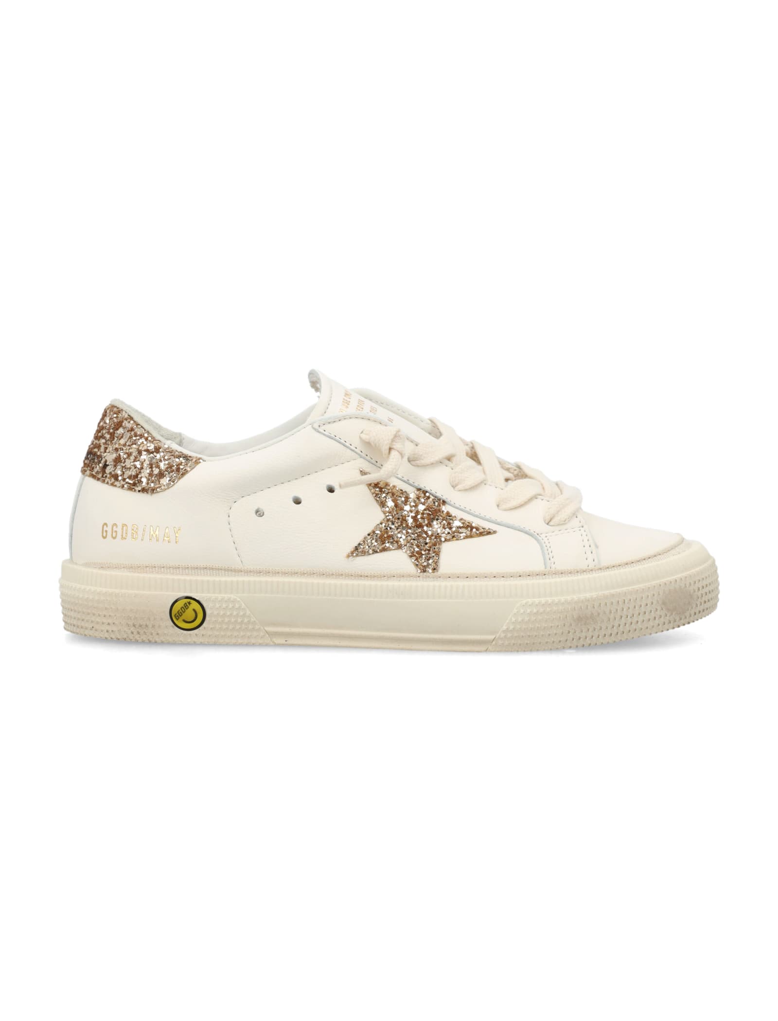 Shop Golden Goose May Sneakers In White/gold