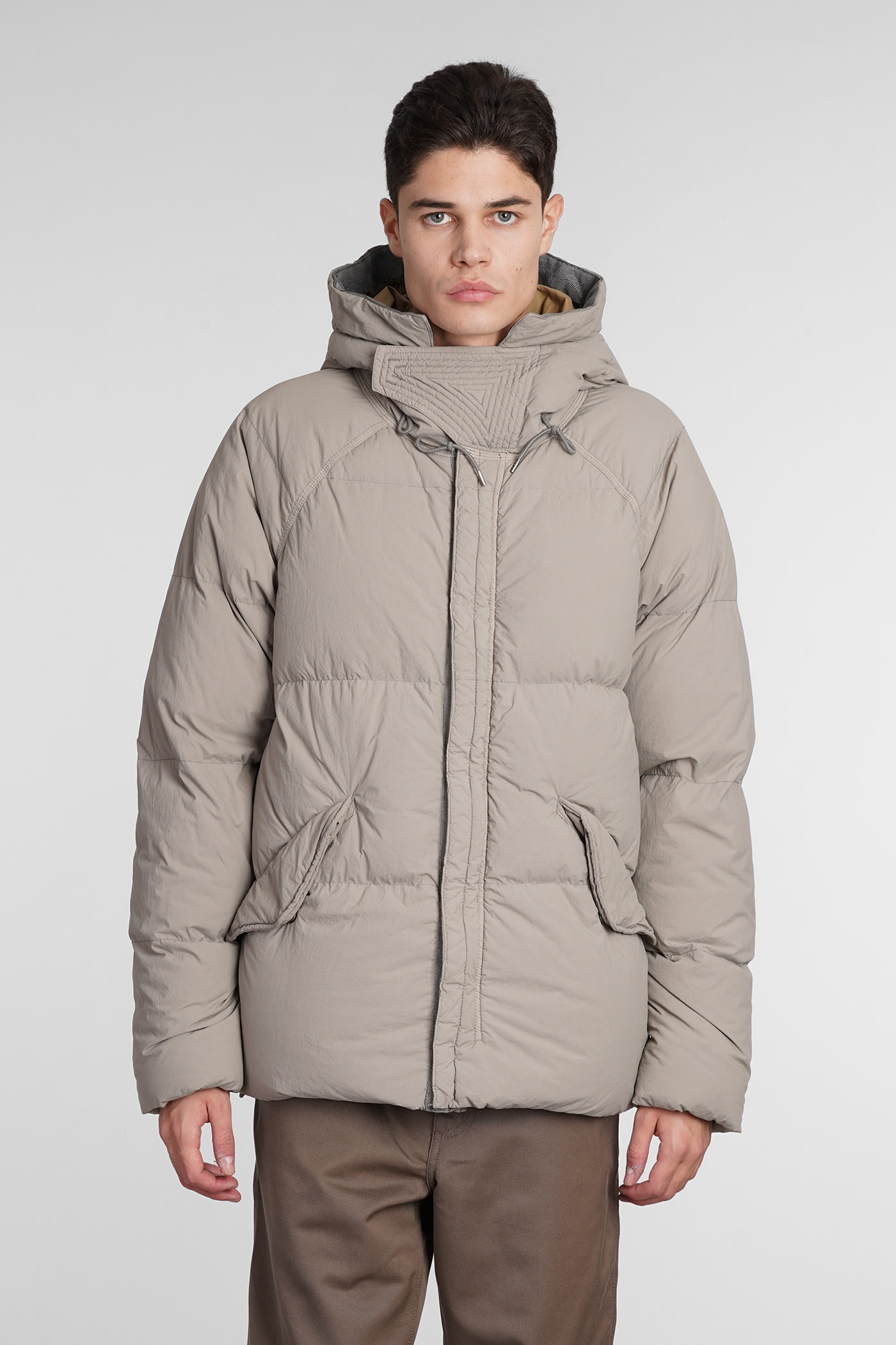 Ten C Man Down Jacket Beige Size 42 Polyamide In Beige