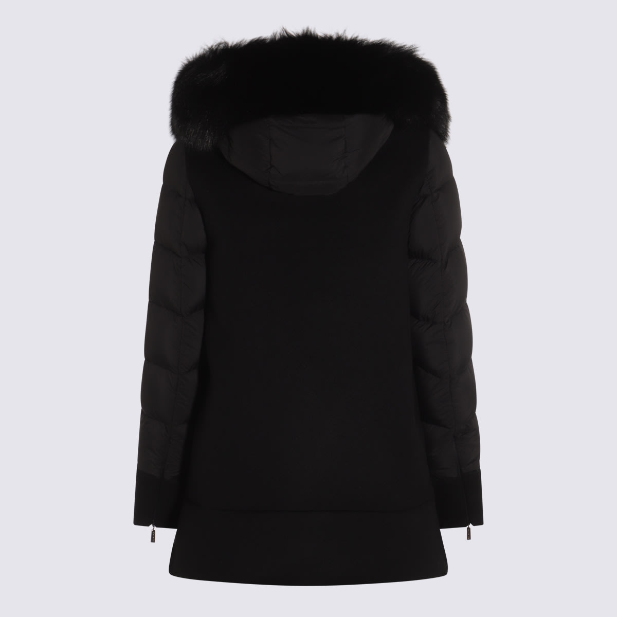 Moorer Wool Blend Down Jacket With Fur Trim In Black