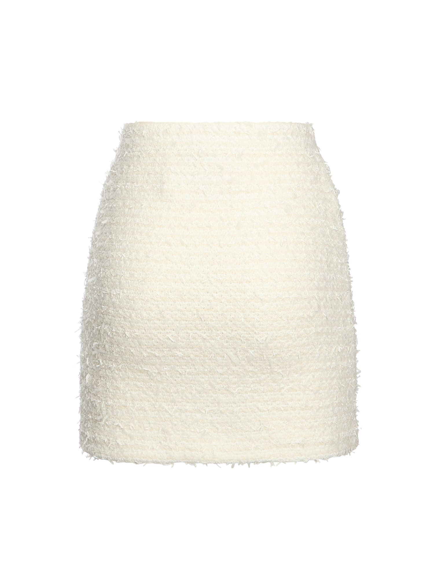 Self-portrait Textured Beige Skirt With Decorative Pockets In White
