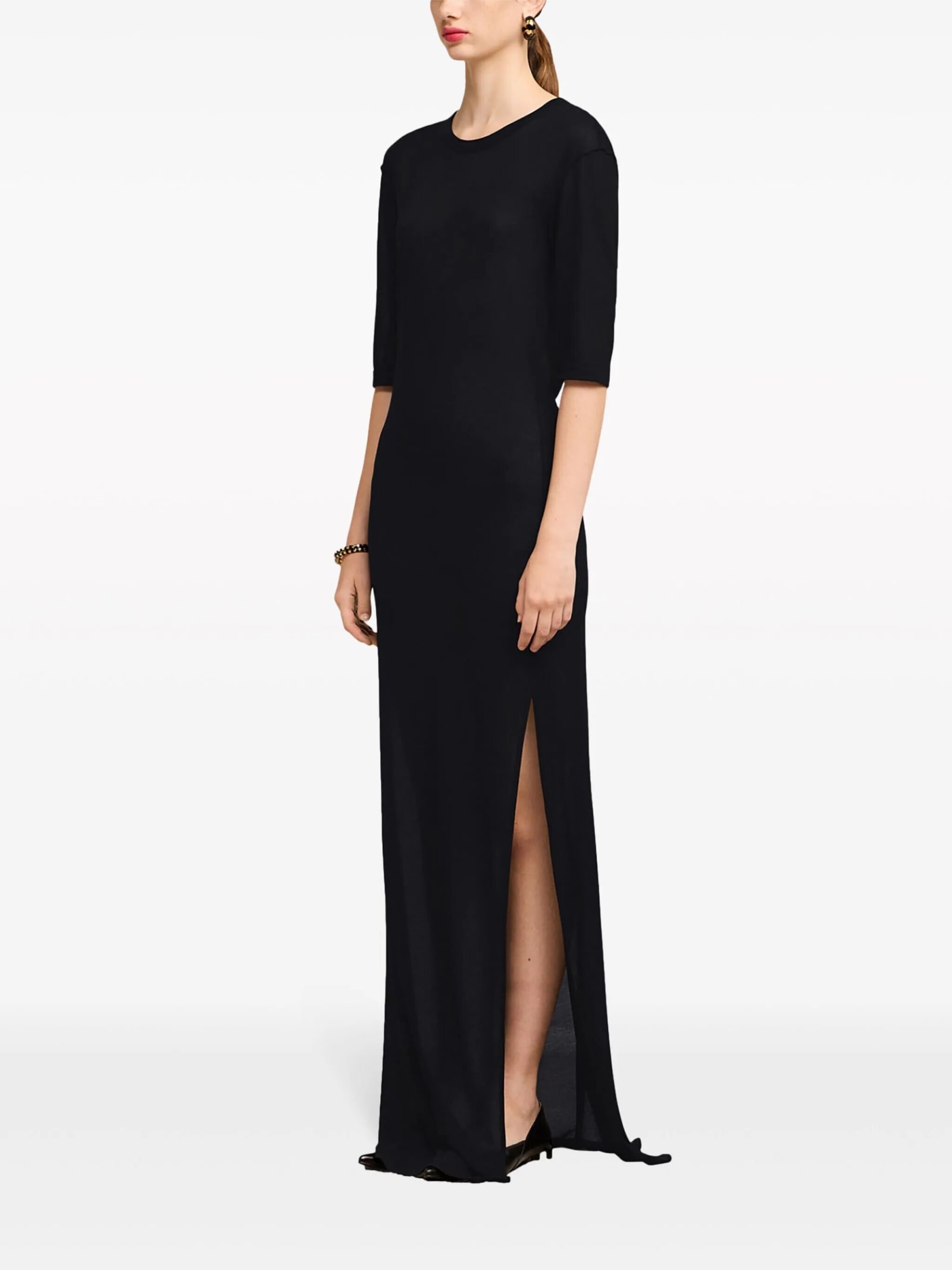 Shop Ami Alexandre Mattiussi Long Dress In Jersey In Black