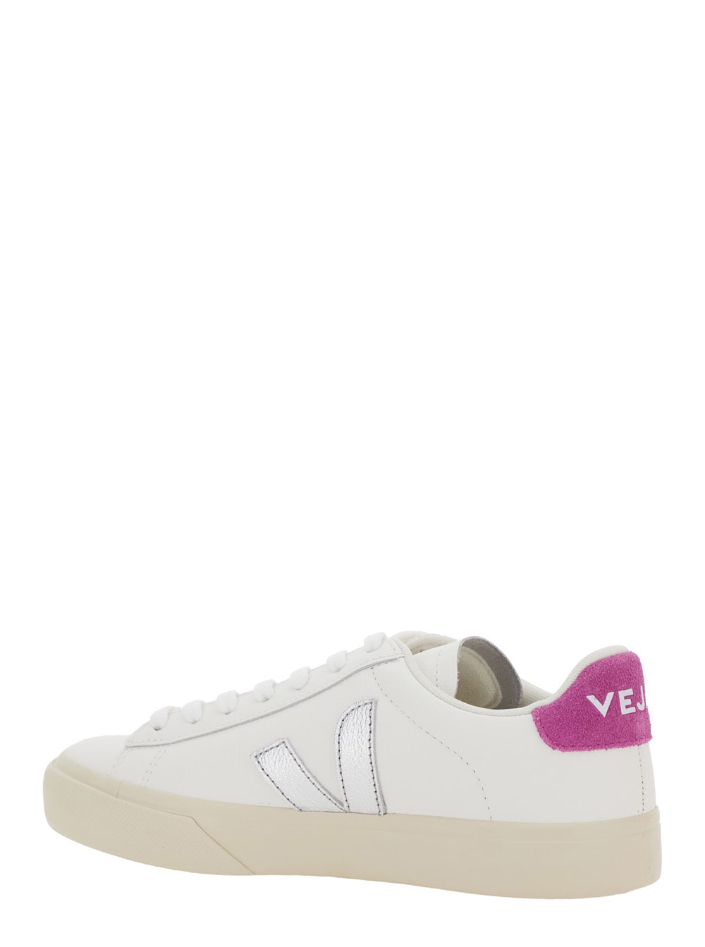 Veja Campo White Low Top Sneakers With Contrasting Heel With Logo Lettering And Logo Patch On The Side In In White