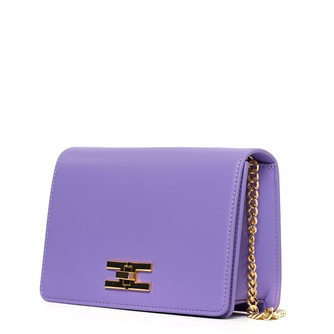 Shop Elisabetta Franchi Logo Turn-lock Shoulder Bag In Purple