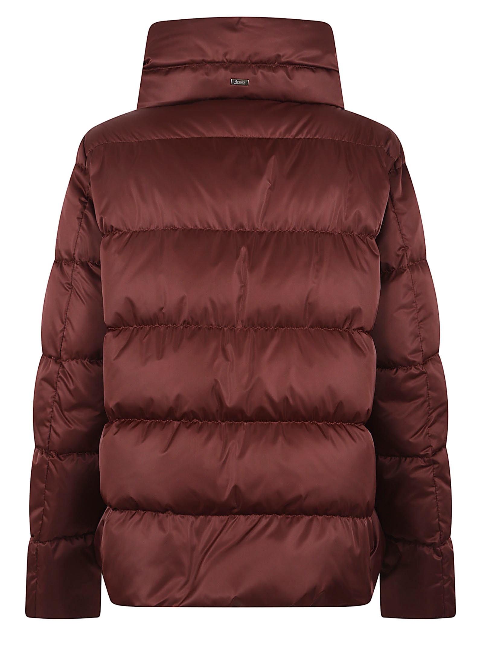 Herno High-neck Drawstring Padded Jacket In Brown