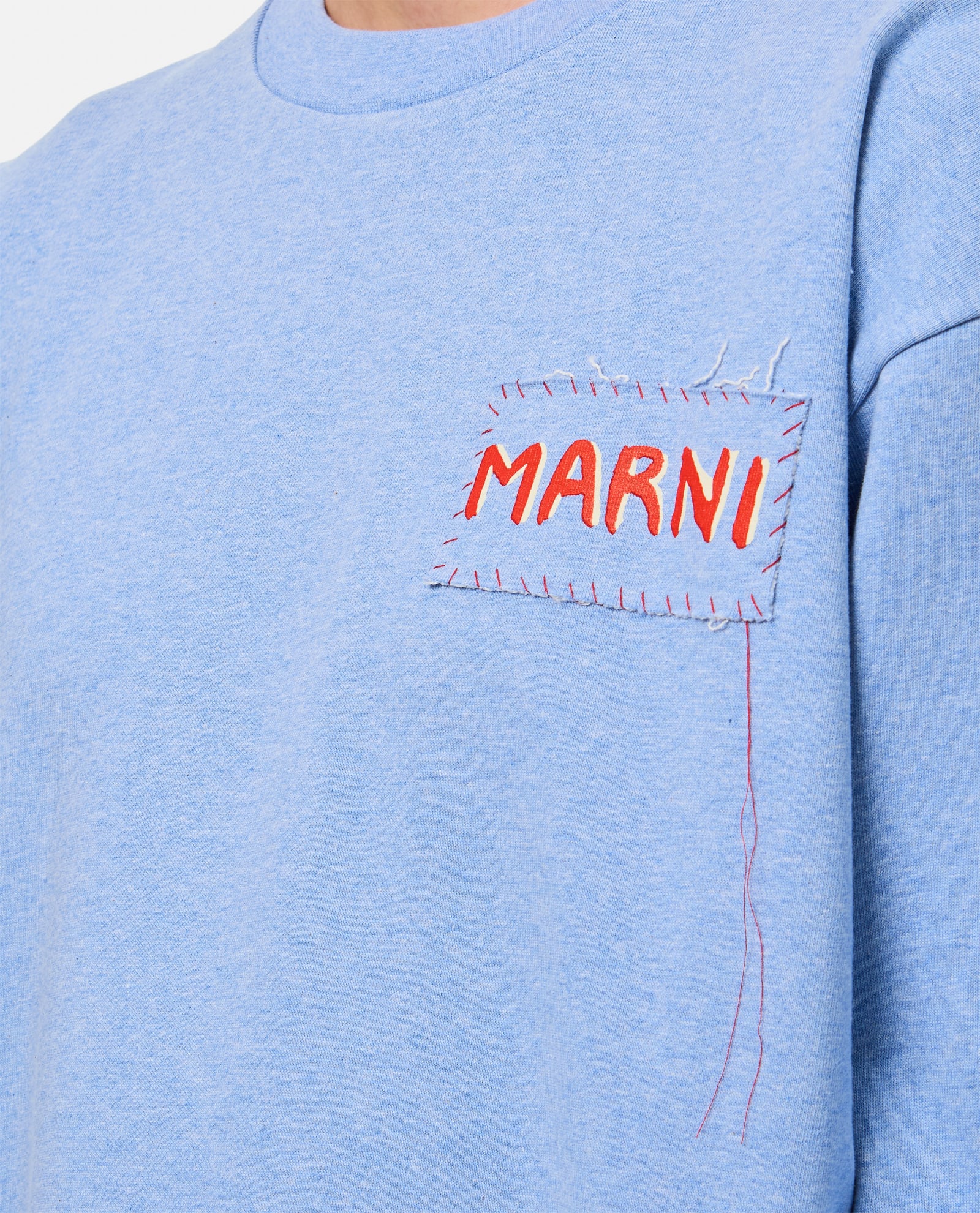 Shop Marni Cotton Sweatshirt In Clear Blue