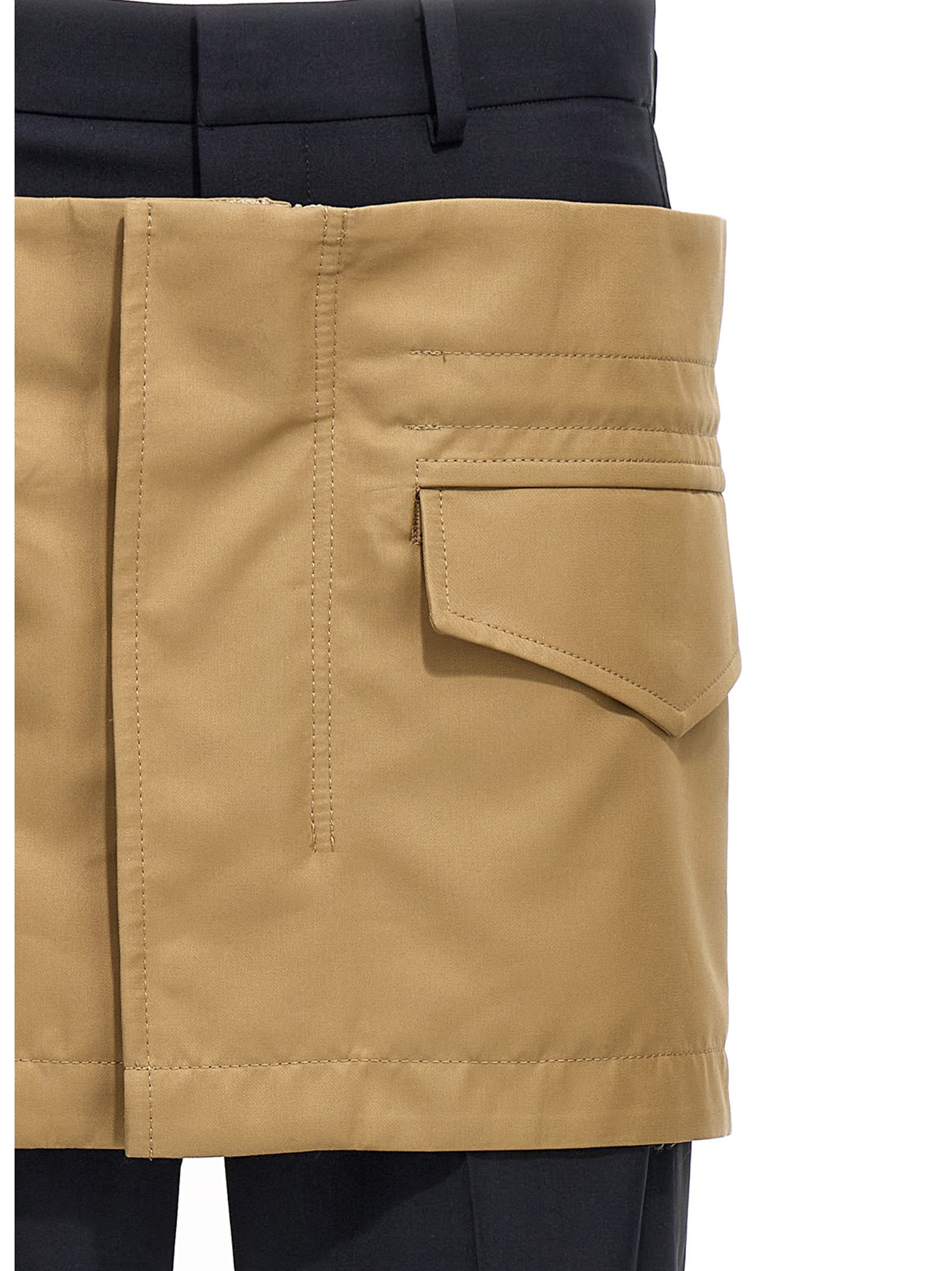 Shop Sacai Miniskirt Insert Pants In Multicolor