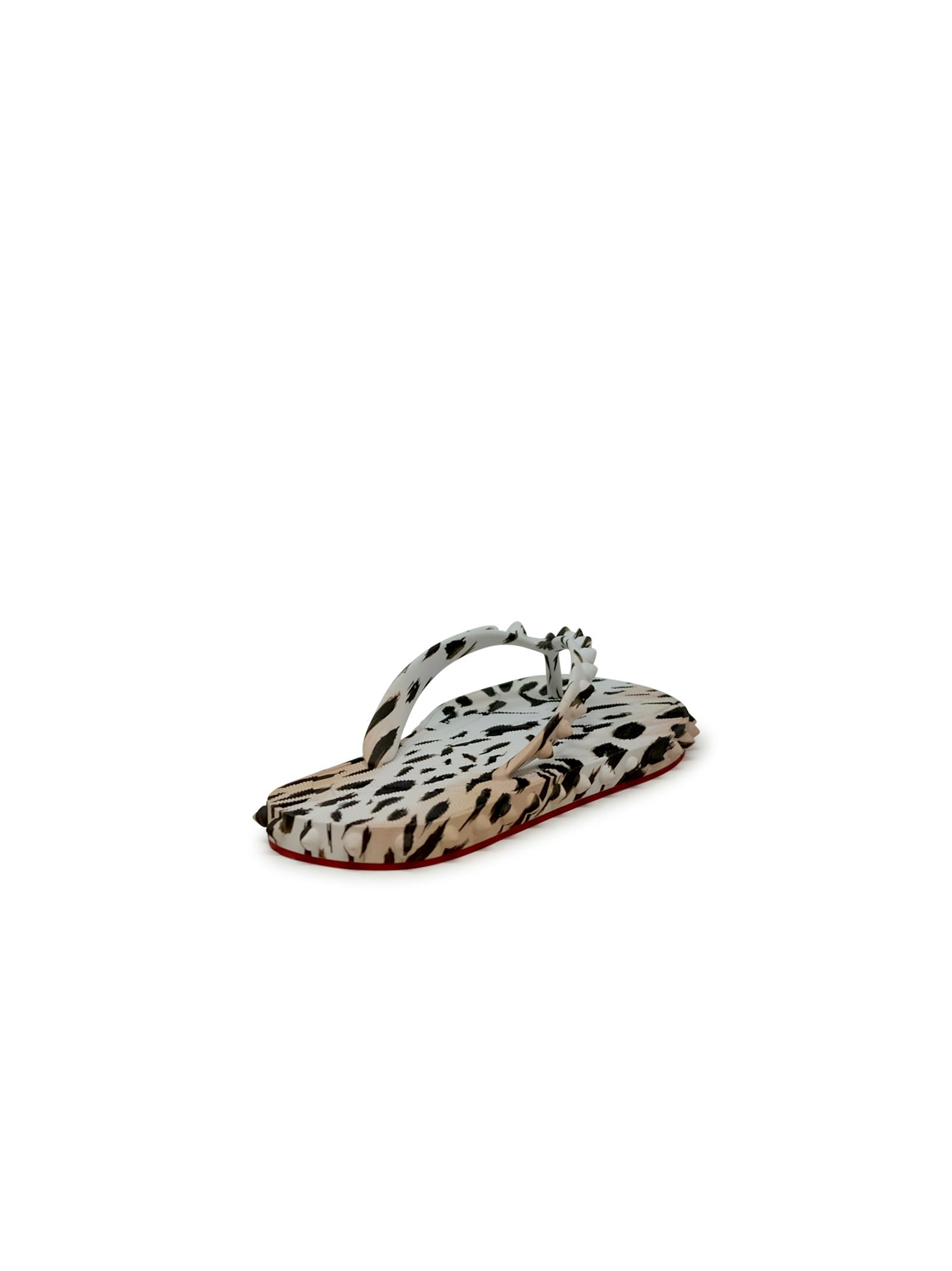 Christian Louboutin Vintage Rose Rubber Super Loubi Flat Flip Thongs In Pink