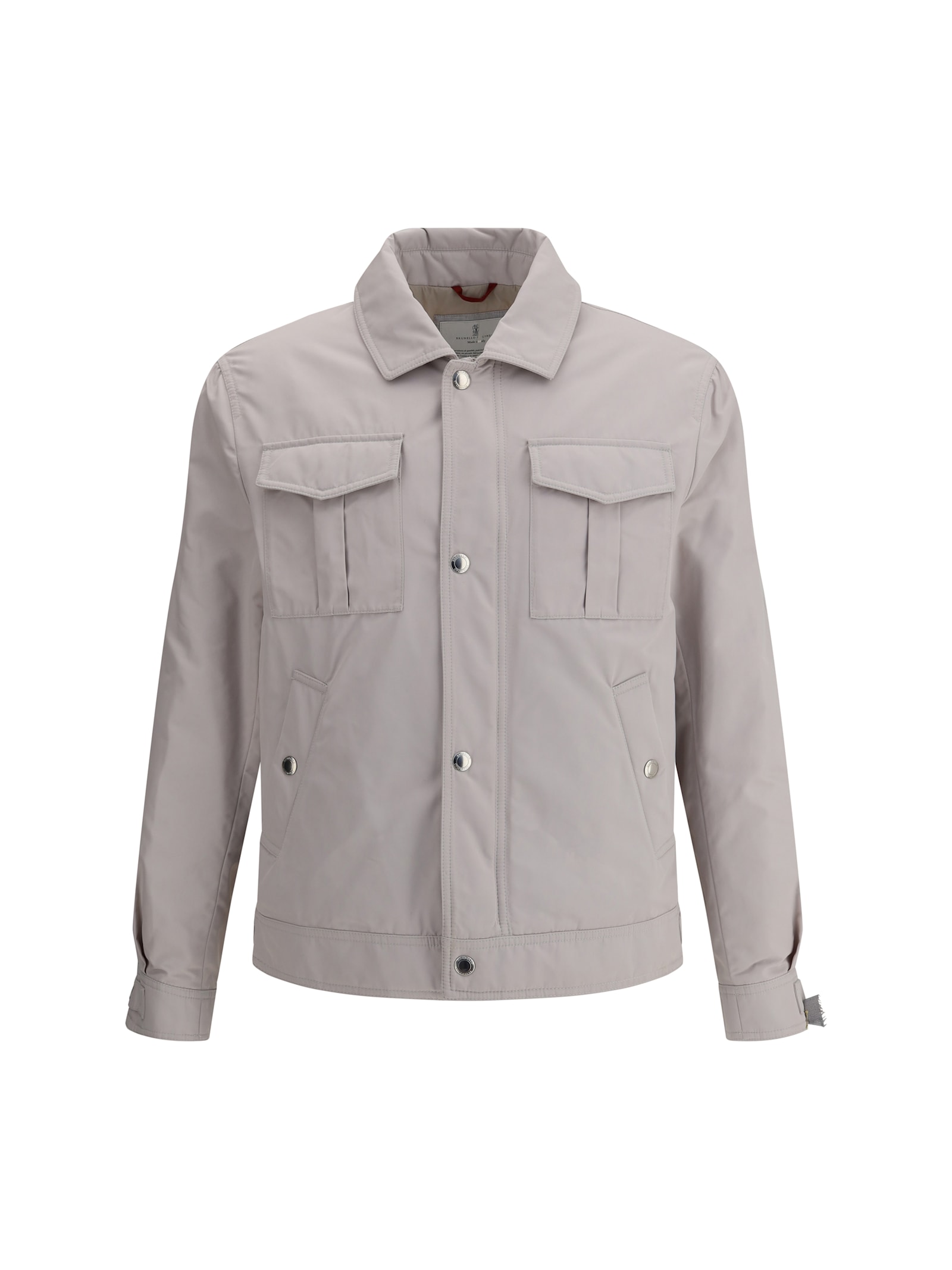 Brunello Cucinelli Waterproof Shirt Jacket With Point Collar In Neutral