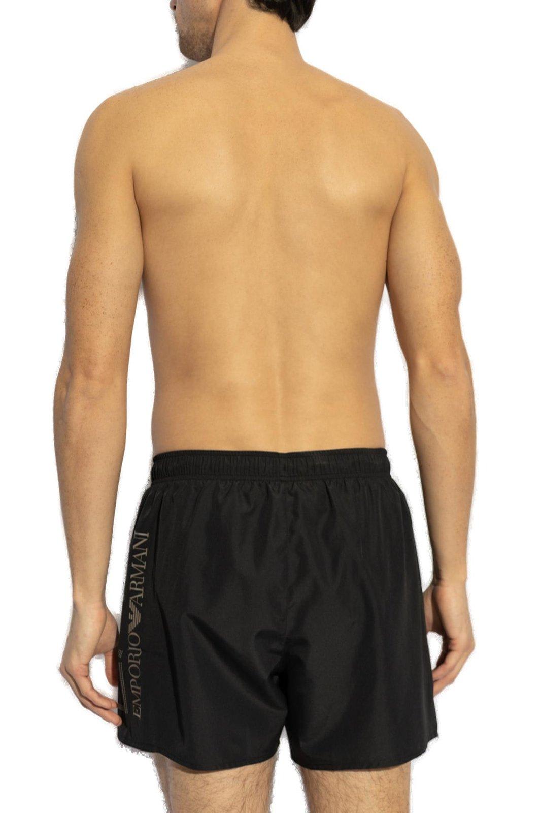 Ea7 Logo Printed Drawstring Swim Shorts