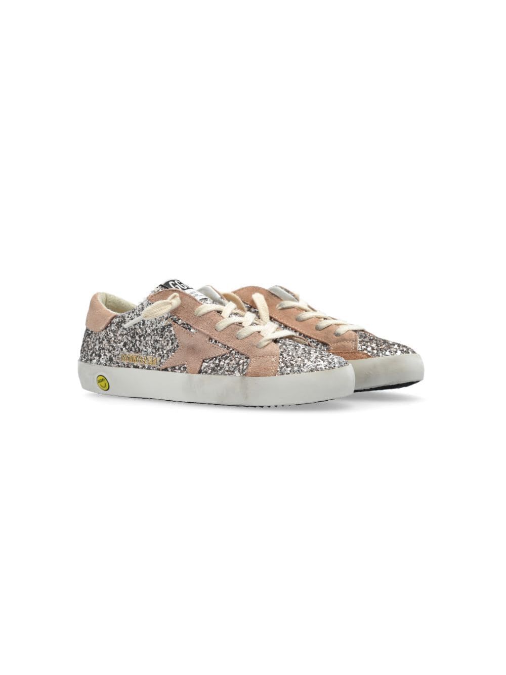 GOLDEN GOOSE SUPER STAR GLITTER UPPER SUEDE STAR AND HEEL 